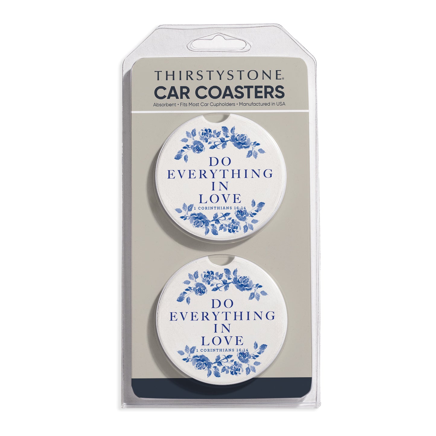 Do Everything In Love 2 Pack Absorbent Stone Car Coasters 2.6" Manufactured in the USA