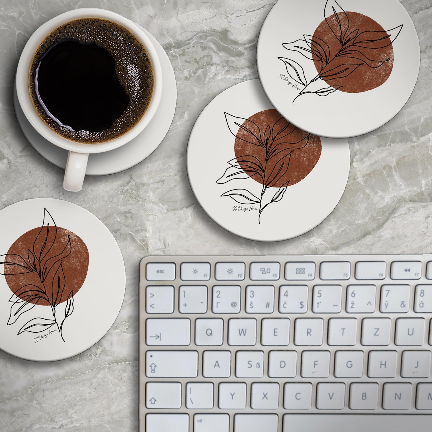 Thirstystone Mocha Stem 4 Pack Round Absorbent Stone Coasters 4" Diameter Manufactured in the USA