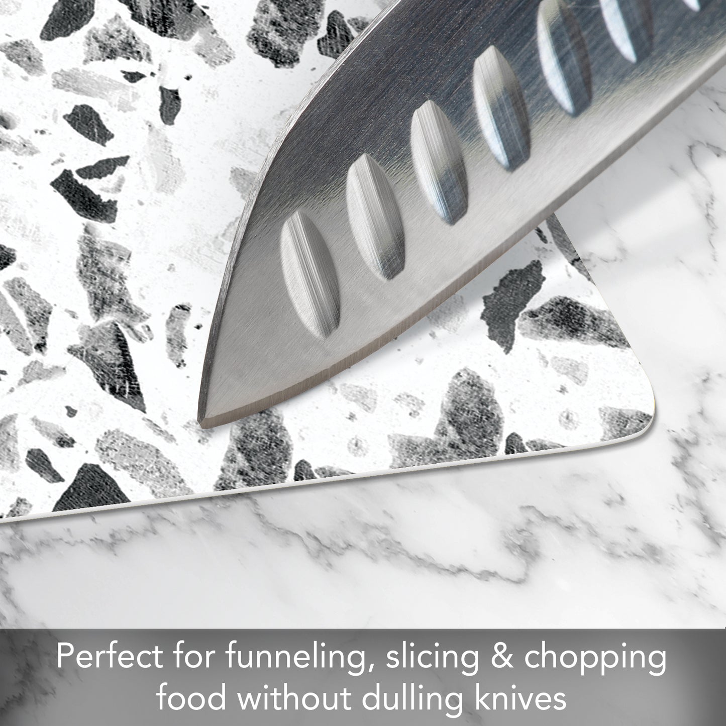 Cut N' Funnel Terrazzo Designer Flexible Plastic Cutting Board Mat 15" x 11.5", Made in the USA, Decorative, Flexible, Easy to Clean