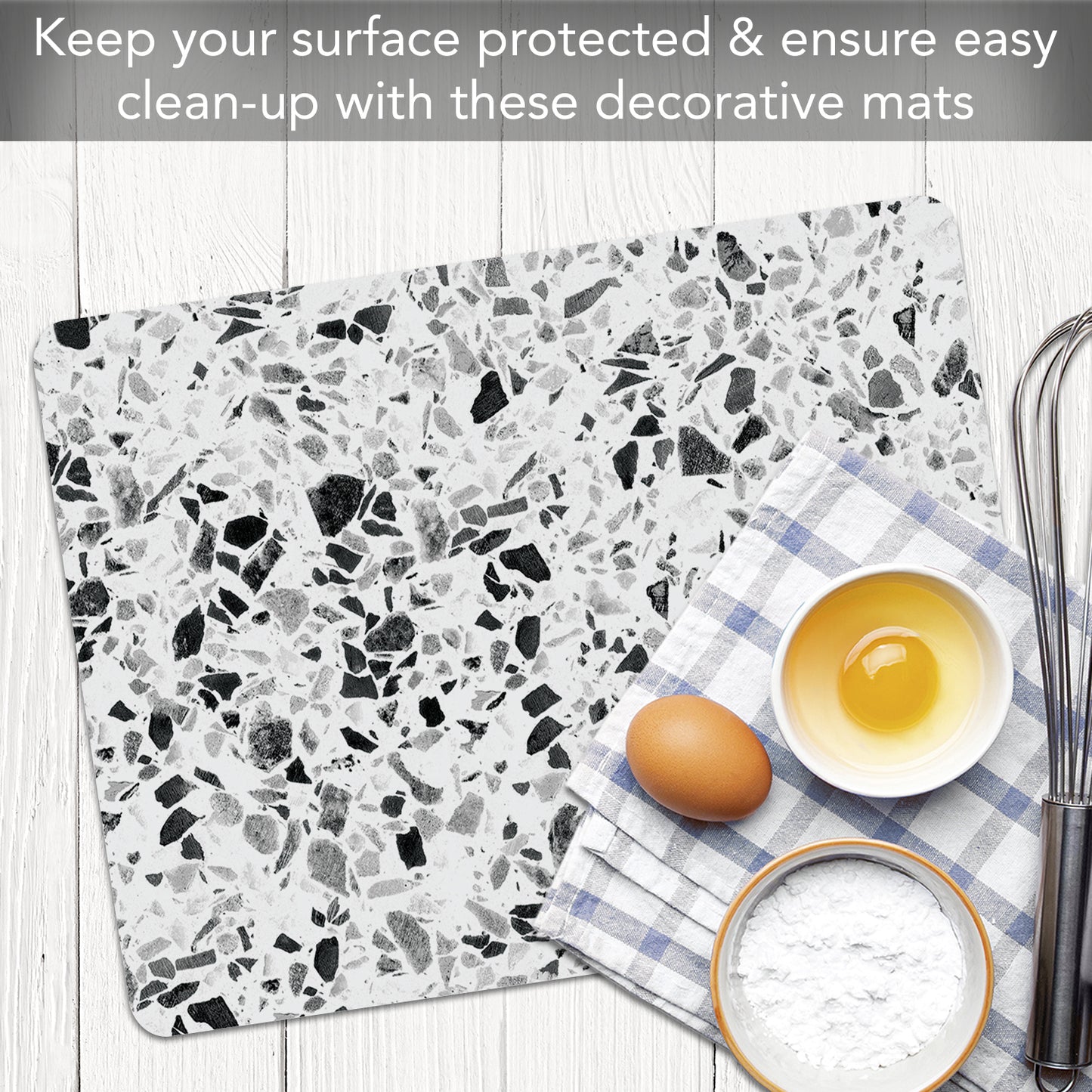 Cut N' Funnel Terrazzo Designer Flexible Plastic Cutting Board Mat 15" x 11.5", Made in the USA, Decorative, Flexible, Easy to Clean