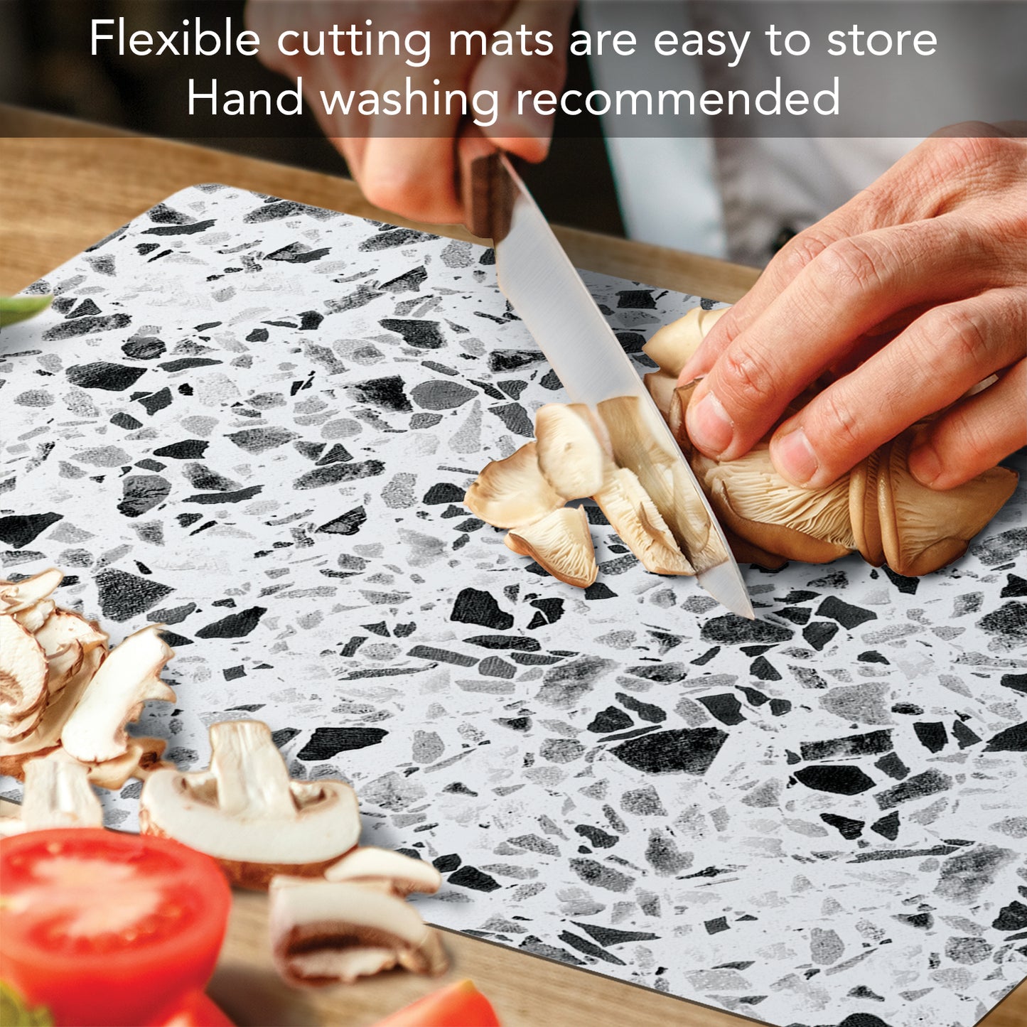 Cut N' Funnel Terrazzo Designer Flexible Plastic Cutting Board Mat 15" x 11.5", Made in the USA, Decorative, Flexible, Easy to Clean