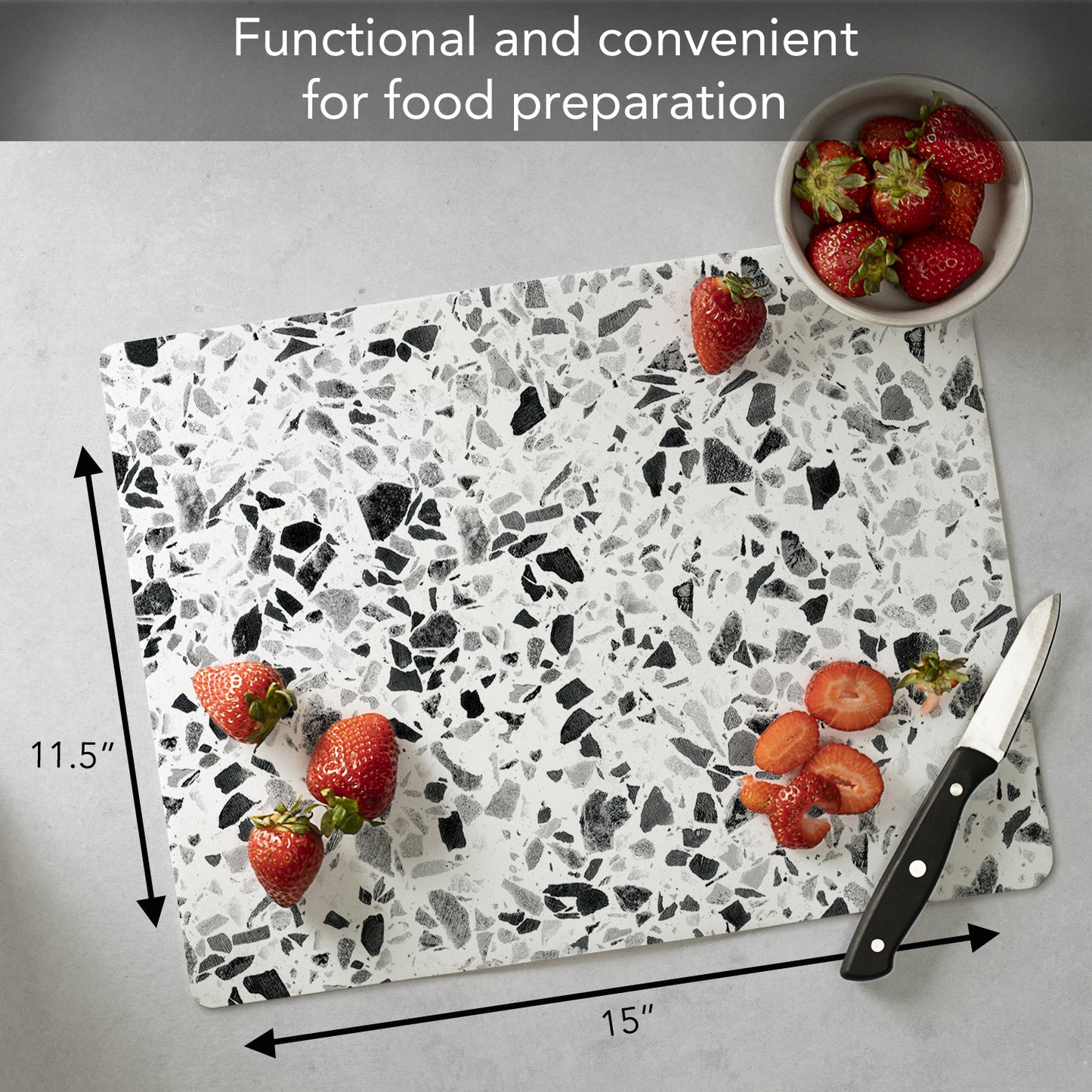 Cut N' Funnel Terrazzo Designer Flexible Plastic Cutting Board Mat 15" x 11.5", Made in the USA, Decorative, Flexible, Easy to Clean