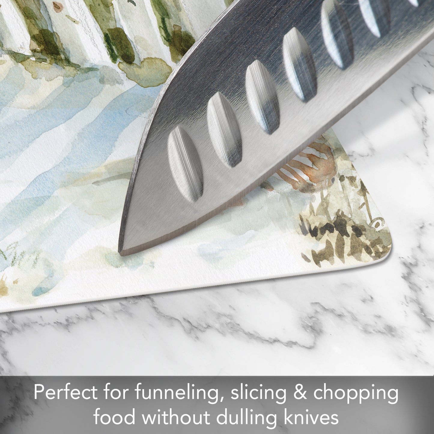 Cut N' Funnel Coastal Santuary Designer Flexible Plastic Cutting Board Mat 15" x 11.5", Made in the USA, Decorative, Flexible, Easy to Clean