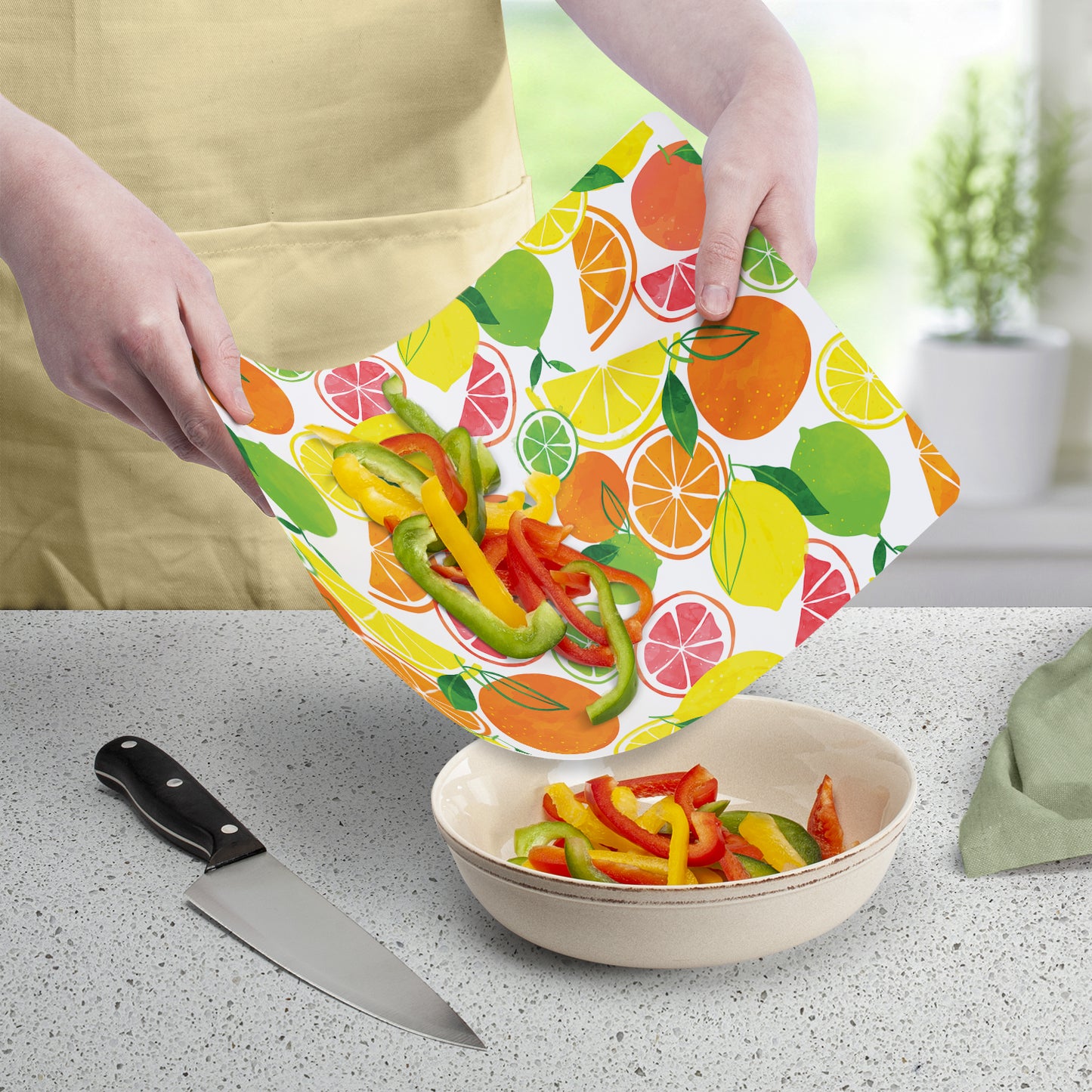 Cut N' Funnel Fruity Summer Designer Flexible Plastic Cutting Board Mat 15" x 11.5", Made in the USA, Decorative, Flexible, Easy to Clean