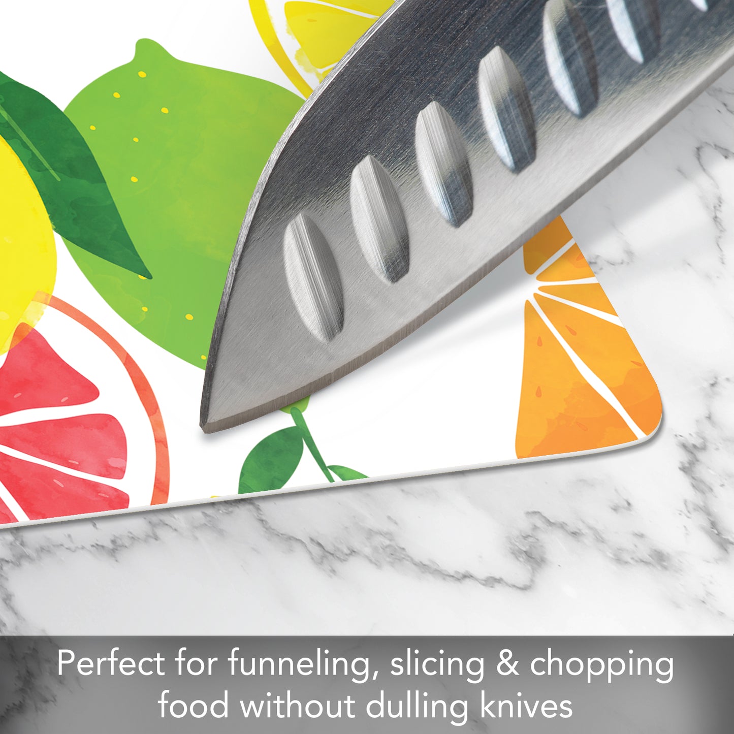 Cut N' Funnel Fruity Summer Designer Flexible Plastic Cutting Board Mat 15" x 11.5", Made in the USA, Decorative, Flexible, Easy to Clean