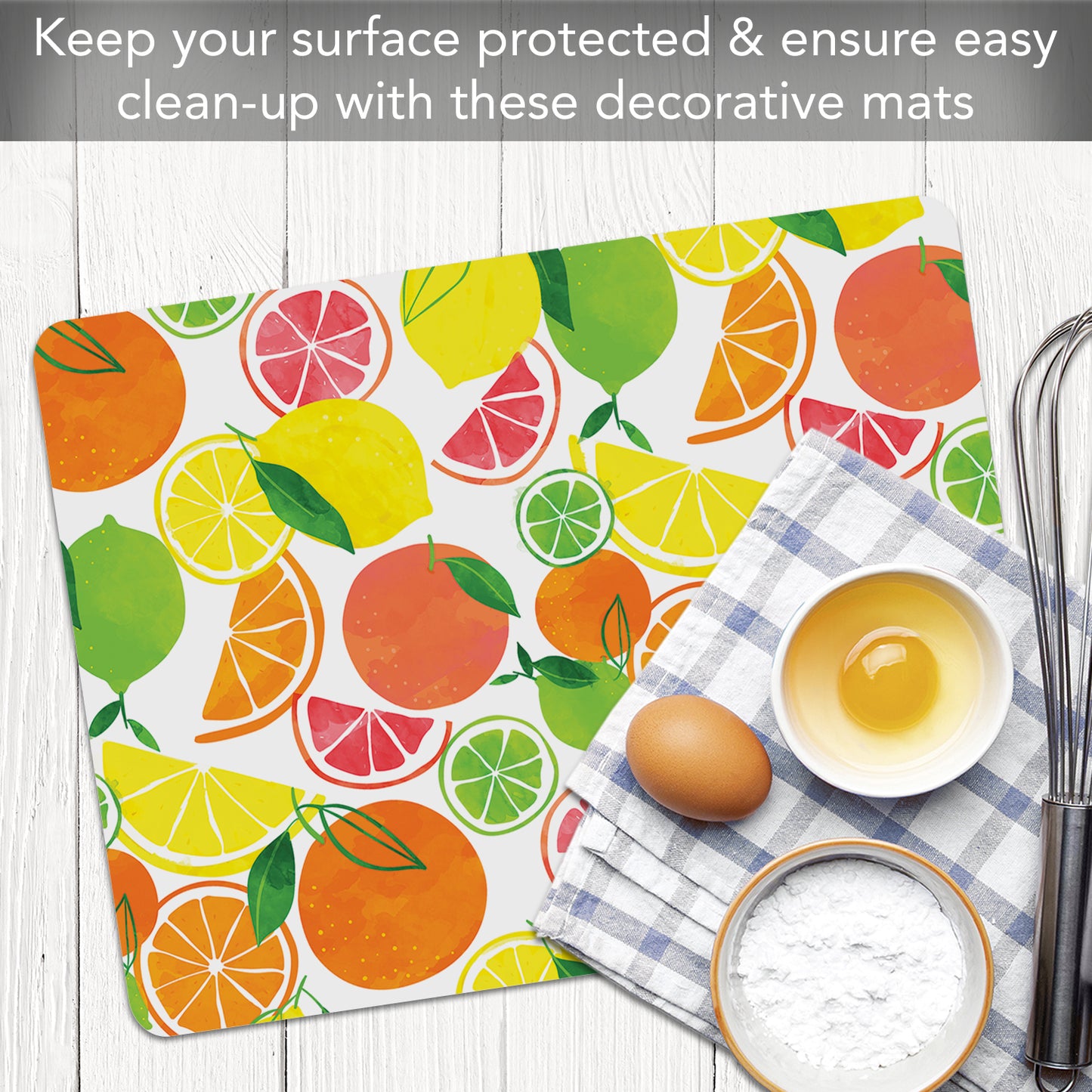 Cut N' Funnel Fruity Summer Designer Flexible Plastic Cutting Board Mat 15" x 11.5", Made in the USA, Decorative, Flexible, Easy to Clean