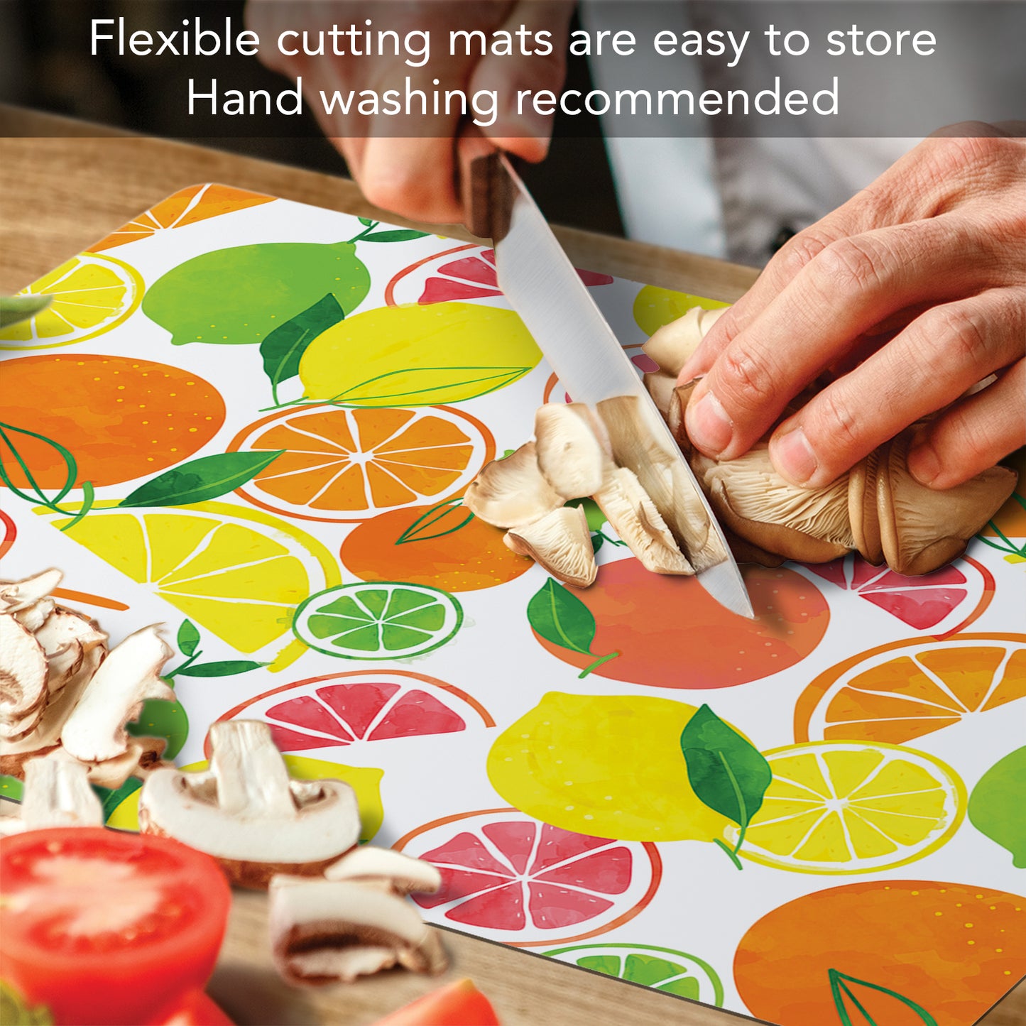 Cut N' Funnel Fruity Summer Designer Flexible Plastic Cutting Board Mat 15" x 11.5", Made in the USA, Decorative, Flexible, Easy to Clean