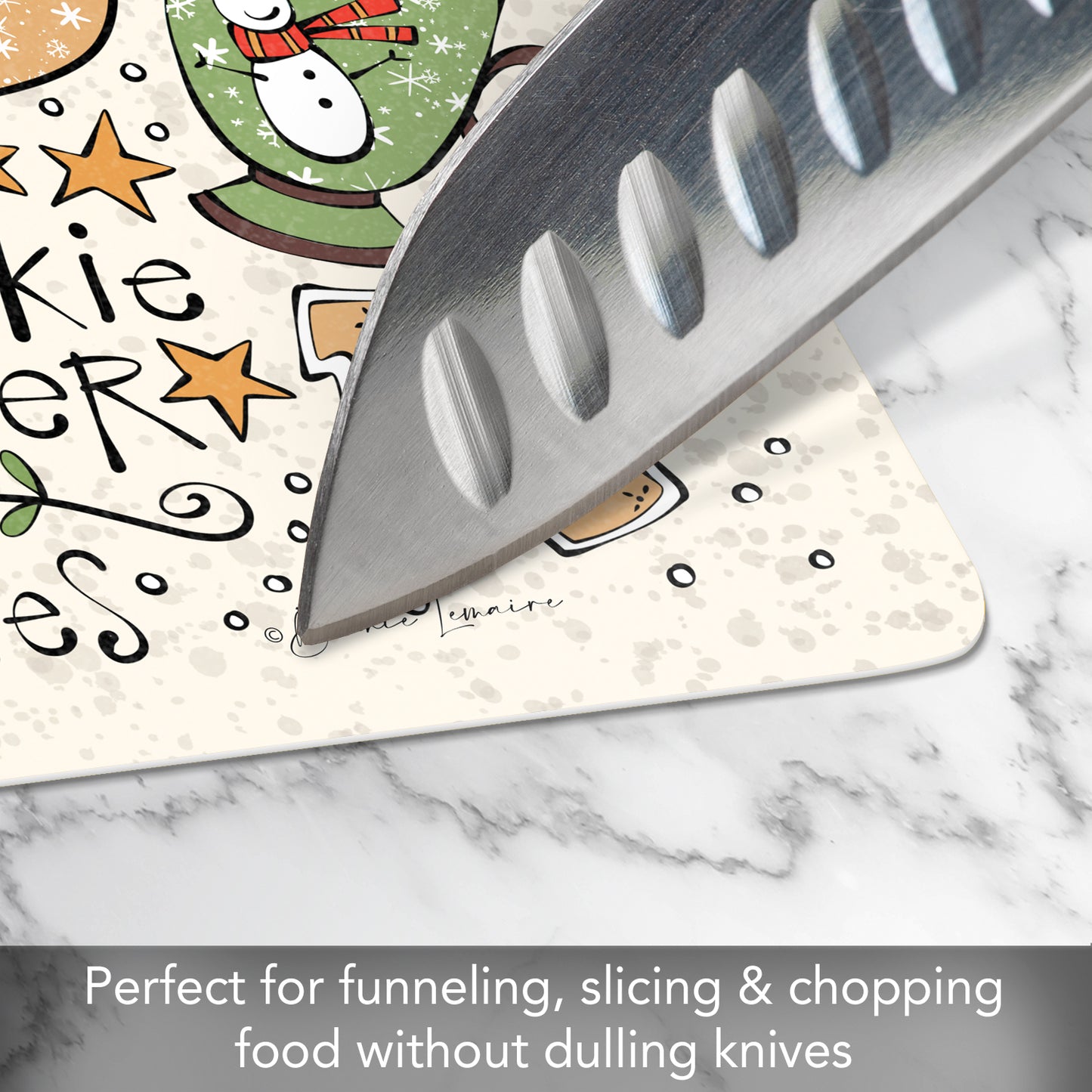 Cut N' Funnel Christmas Toss Designer Flexible Plastic Cutting Board Mat 15" x 11.5", Made in the USA, Decorative, Flexible, Easy to Clean