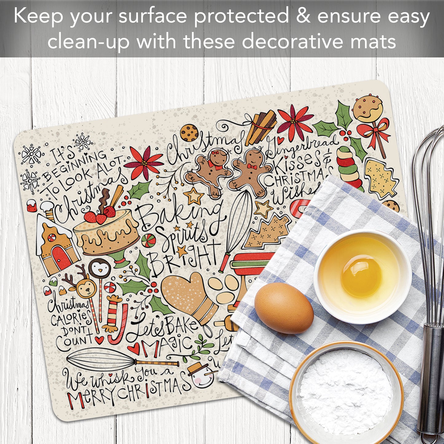 Cut N' Funnel Christmas Toss Designer Flexible Plastic Cutting Board Mat 15" x 11.5", Made in the USA, Decorative, Flexible, Easy to Clean