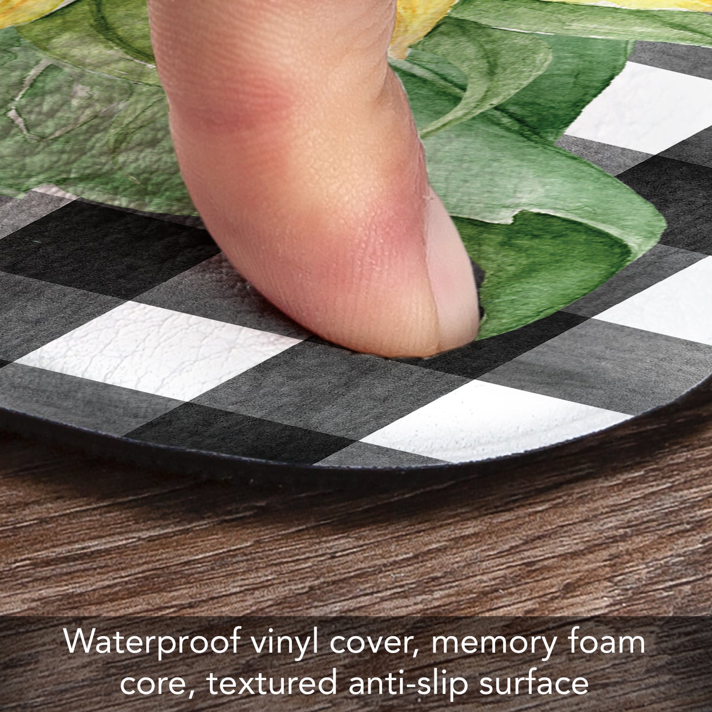 Counterart Sunflower Fields 30” x 20” Decorative Vinyl Comfort Floor Mat, Manufactured in The USA, Waterproof, Reduces Muscle Fatigue, Easily Wipes Clean