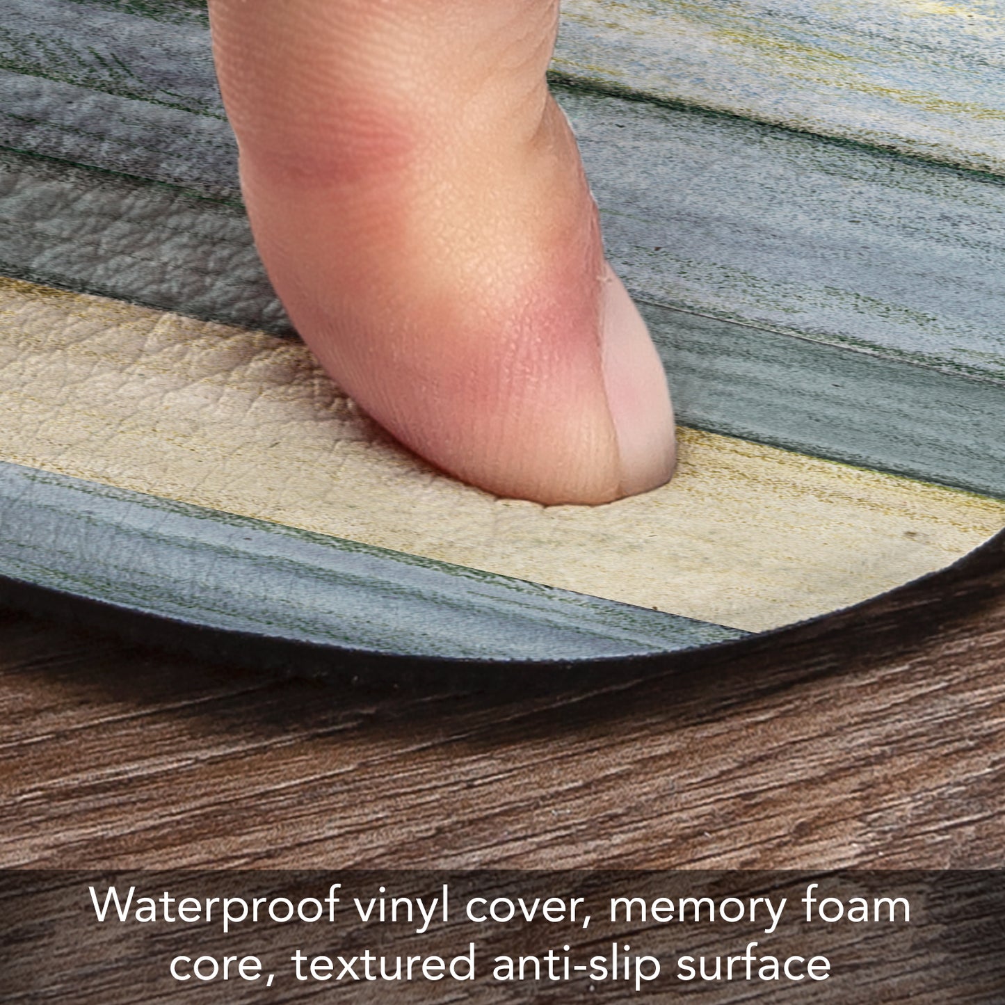 Counterart Beach Stripes 30” x 20” Decorative Vinyl Comfort Floor Mat, Manufactured in The USA, Waterproof, Reduces Muscle Fatigue, Easily Wipes Clean