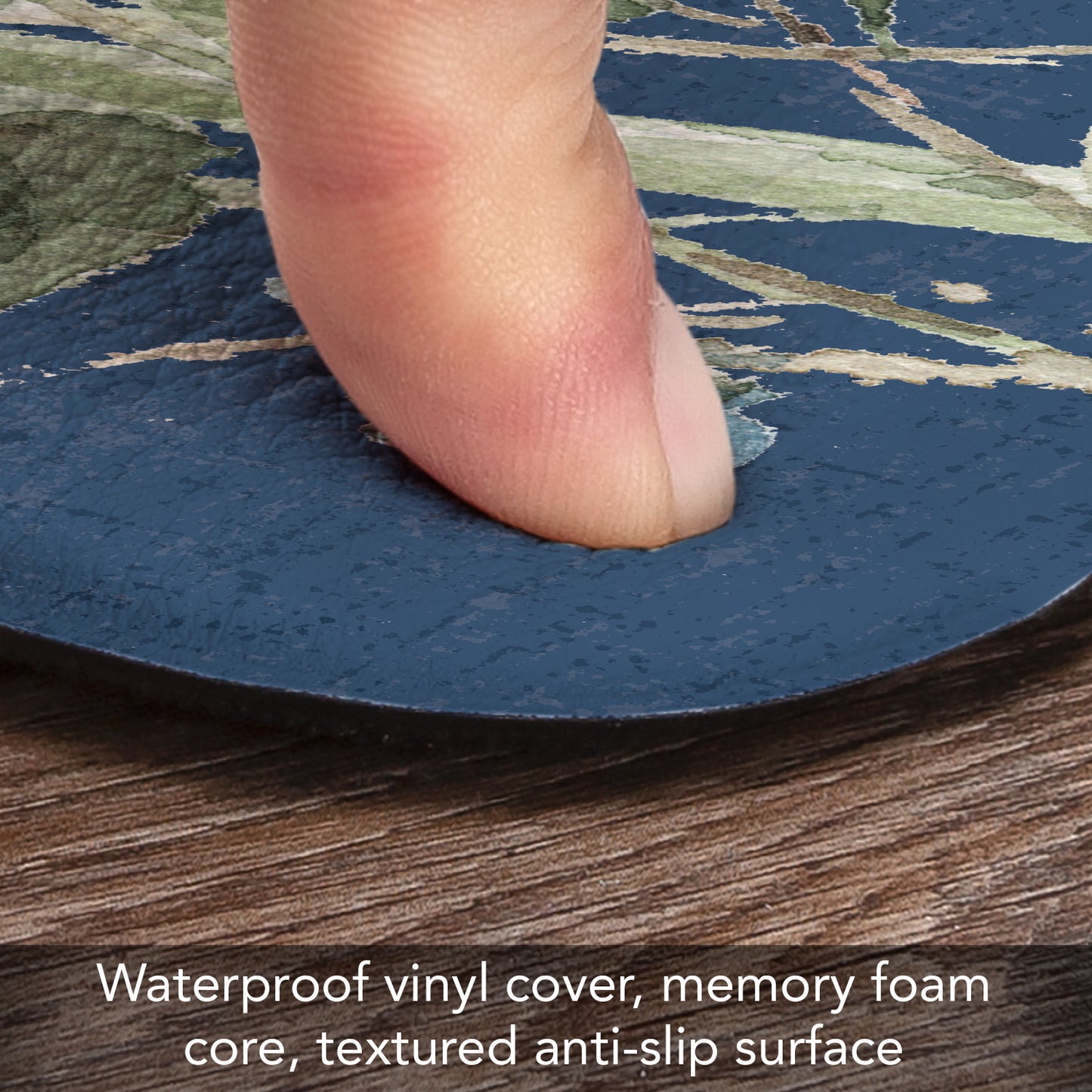 CounterArt Bohemian Blue, 30" x 20", Decorative Vinyl Kitchen Comfort Floor Mat, Printed in The USA, Textured Vinyl Backing, Easy to Clean