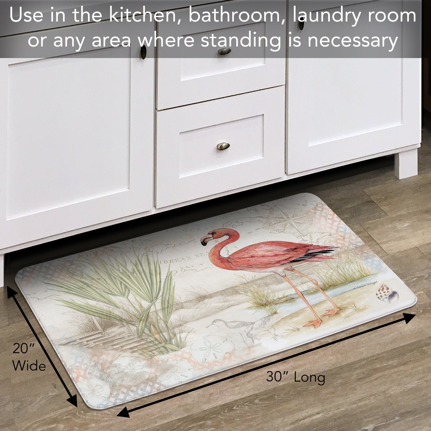 CounterArt Caribbean Seas 30” x 20” Decorative Vinyl Floor Mat Manufactured in The USA Waterproof Easy to Clean Textured Vinyl Backing