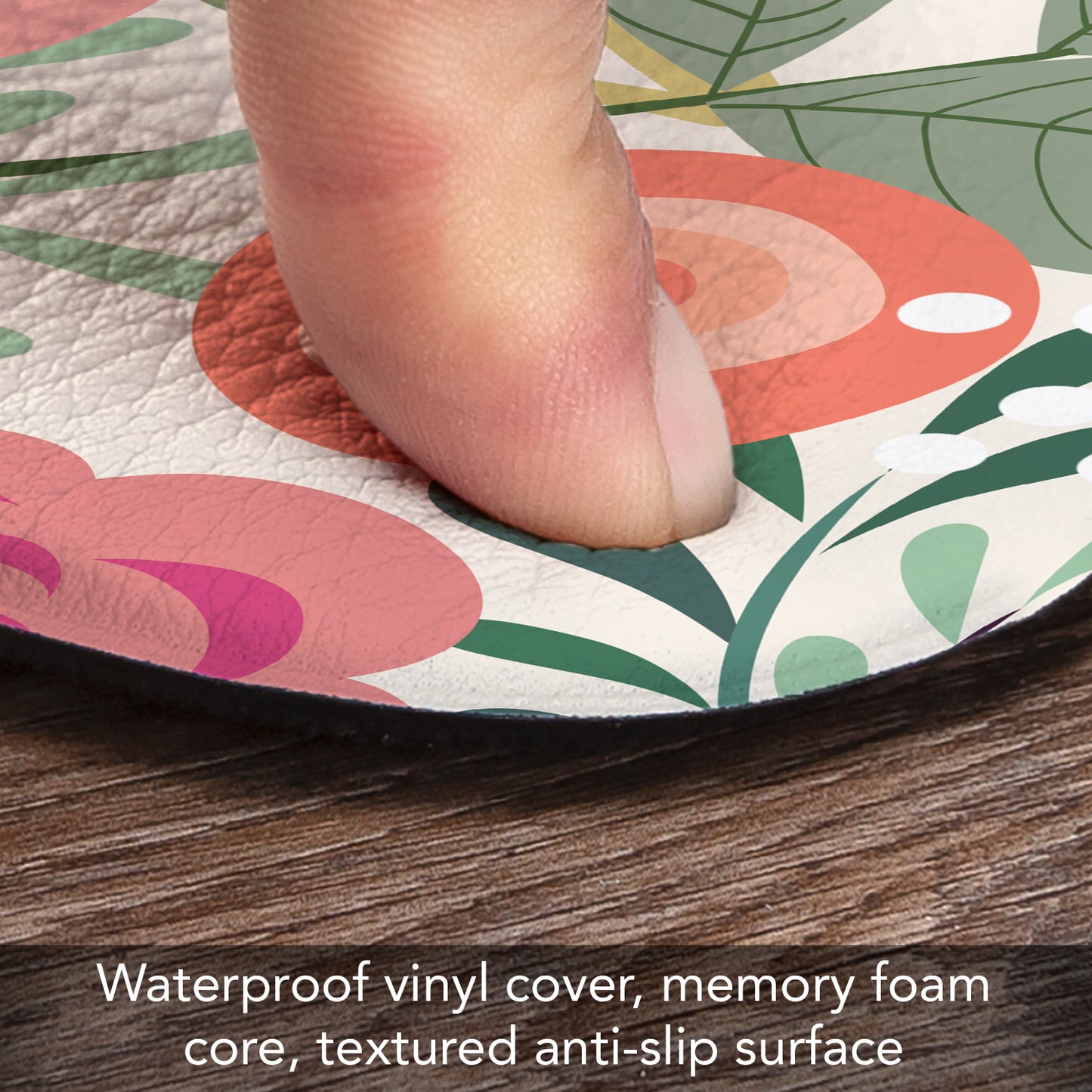 CounterArt Floral Frenzy 30” x 20” Decorative Vinyl Comfort Floor Mat Manufactured in The USA, Waterproof, Reduces Muscle Fatigue, Easy to Clean
