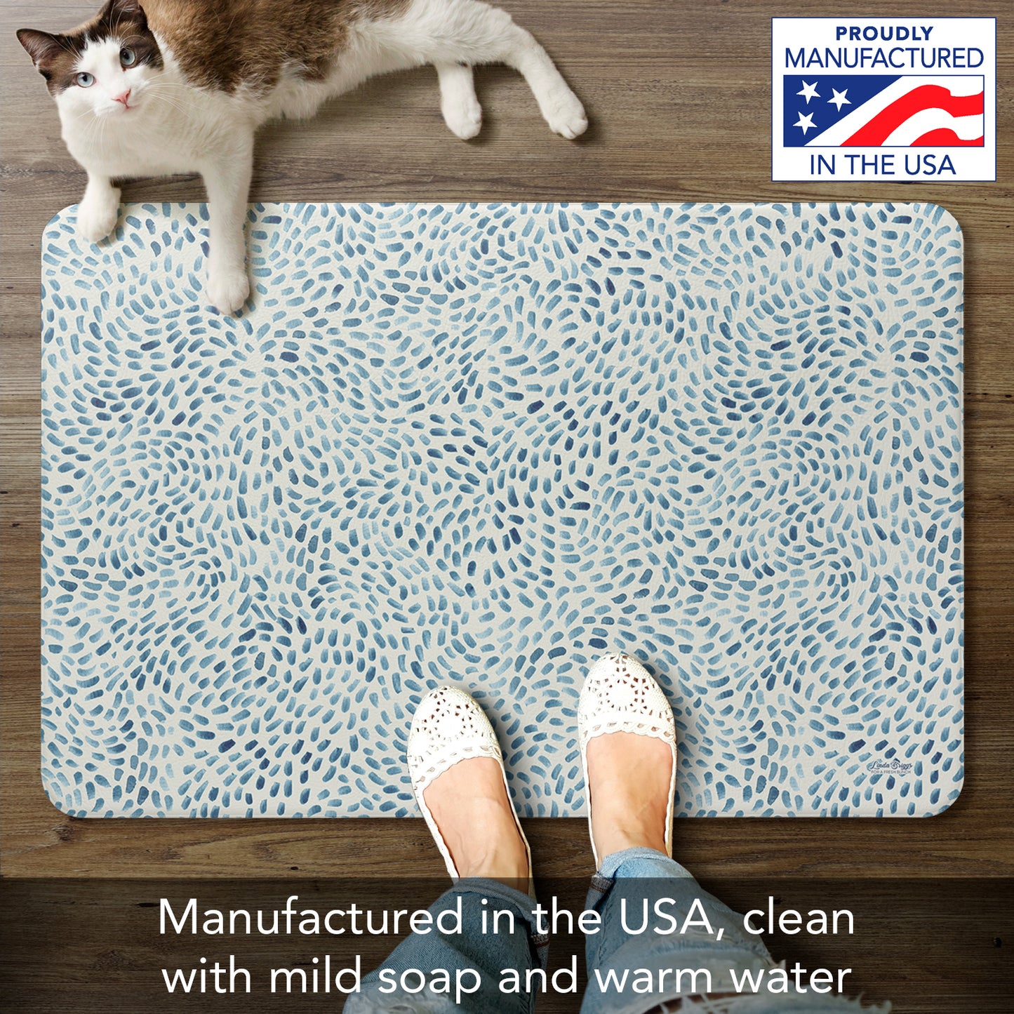 CounterArt Drift Marks 30” x 20” Decorative Vinyl Comfort Floor Mat Manufactured in The USA, Waterproof, Reduces Muscle Fatigue, Easy to Clean