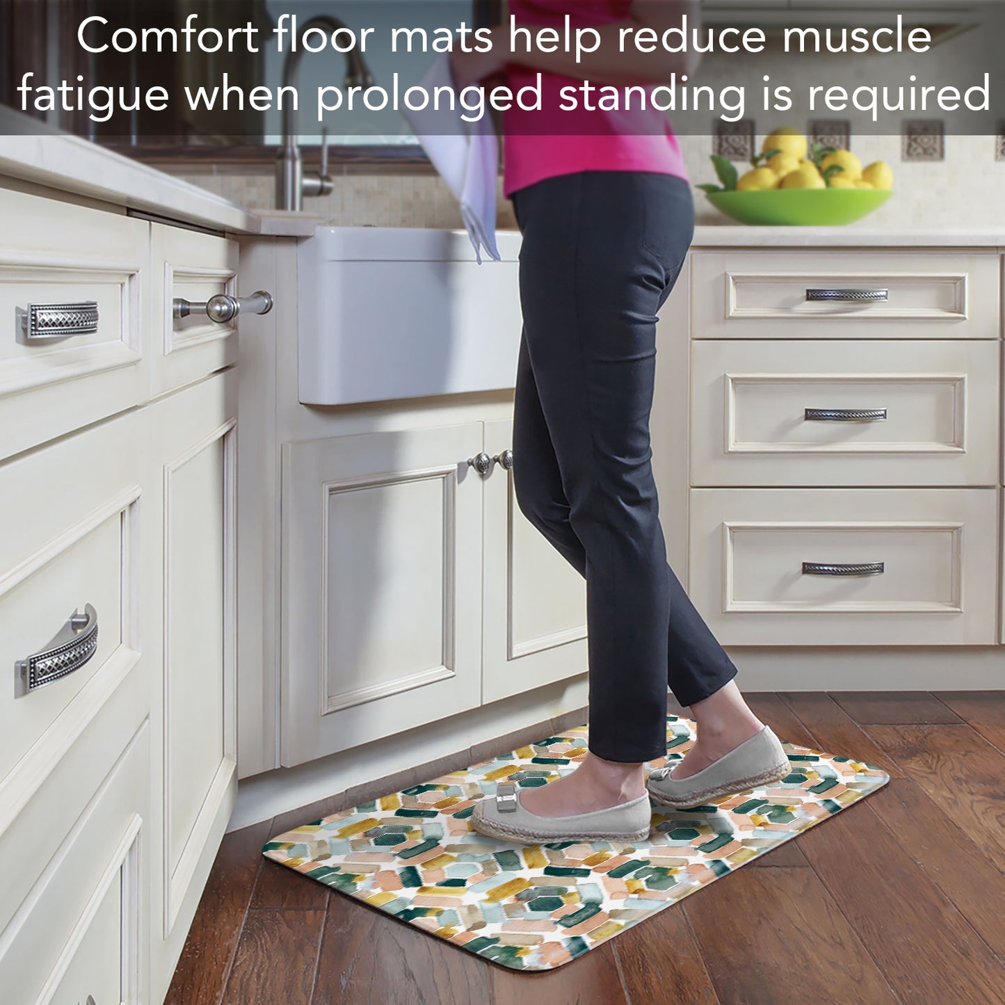 CounterArt Modern Geometric 30” x 20” Decorative Vinyl Comfort Floor Mat Manufactured in The USA, Waterproof, Reduces Muscle Fatigue, Easy to Clean