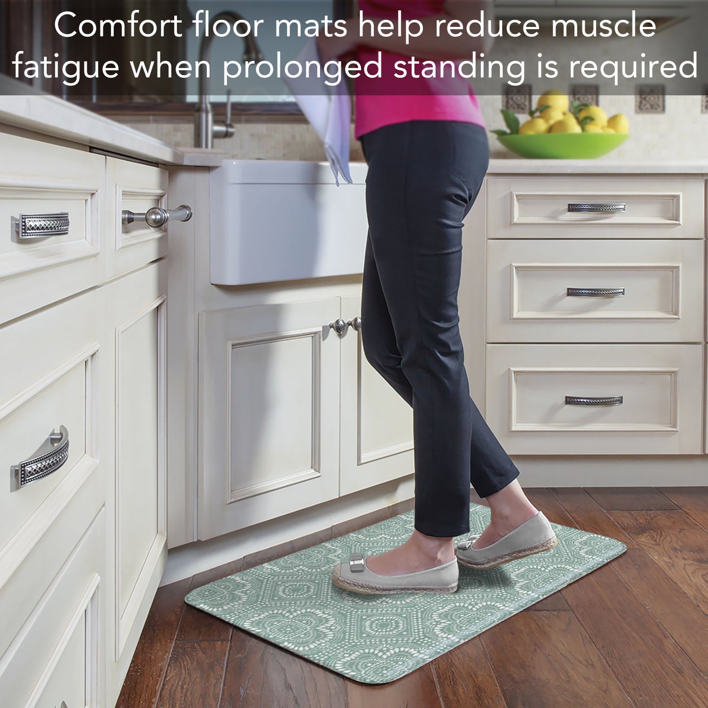 Highland Home Pattern Study 30” x 20” Decorative Vinyl Comfort Floor Mat Manufactured in The USA, Waterproof, Easy to Clean