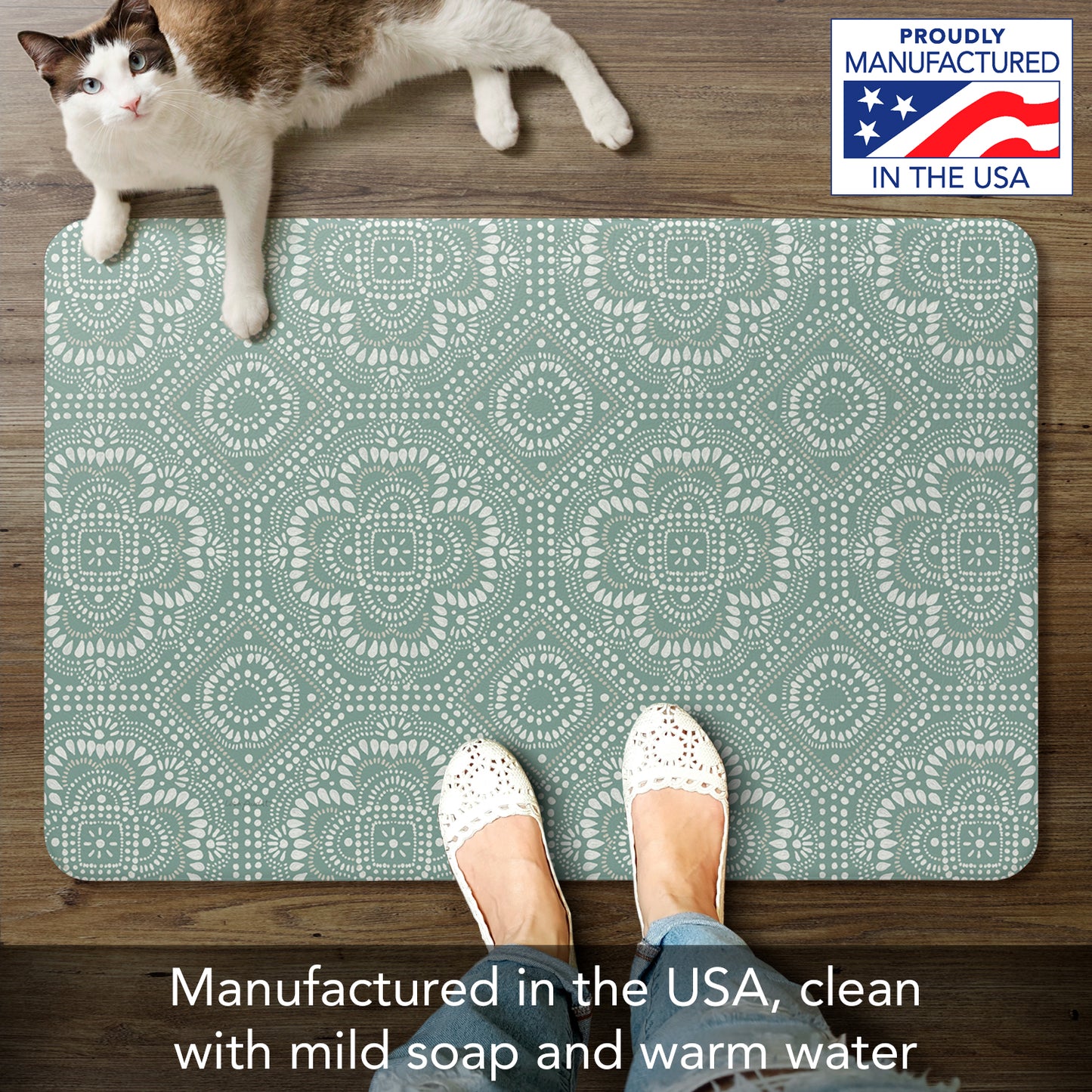 Highland Home Pattern Study 30” x 20” Decorative Vinyl Comfort Floor Mat Manufactured in The USA, Waterproof, Easy to Clean