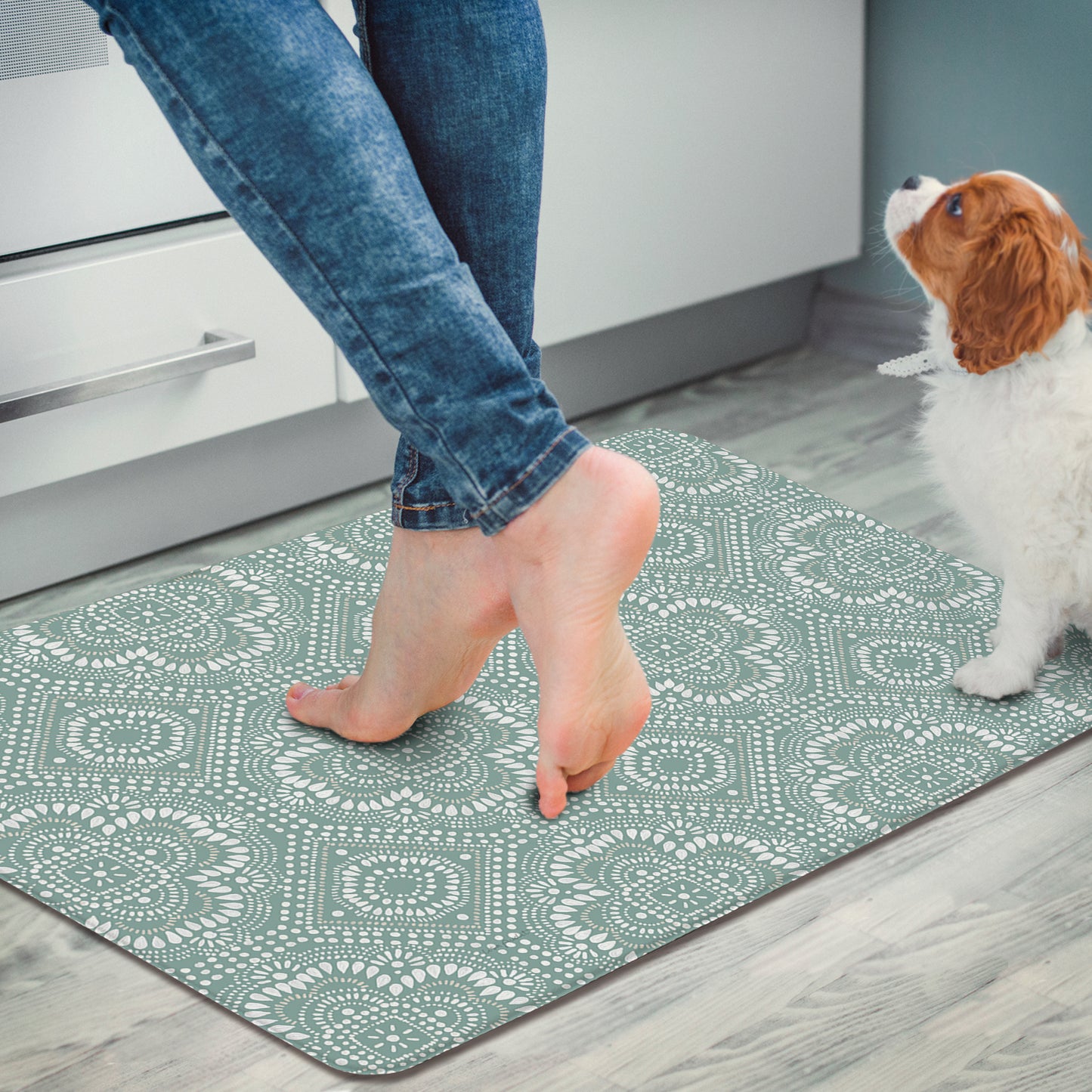 Highland Home Pattern Study 30” x 20” Decorative Vinyl Comfort Floor Mat Manufactured in The USA, Waterproof, Easy to Clean