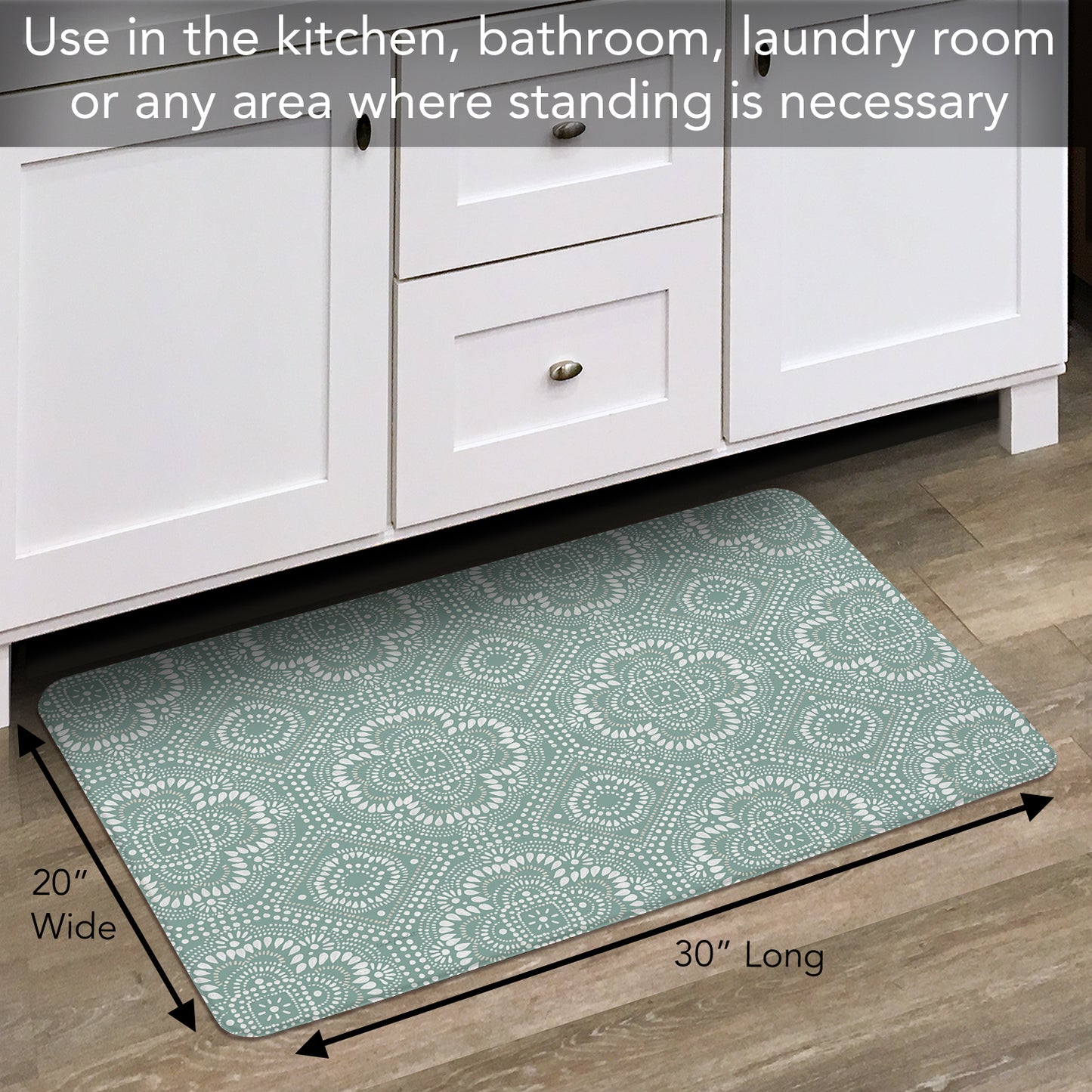 Highland Home Pattern Study 30” x 20” Decorative Vinyl Comfort Floor Mat Manufactured in The USA, Waterproof, Easy to Clean