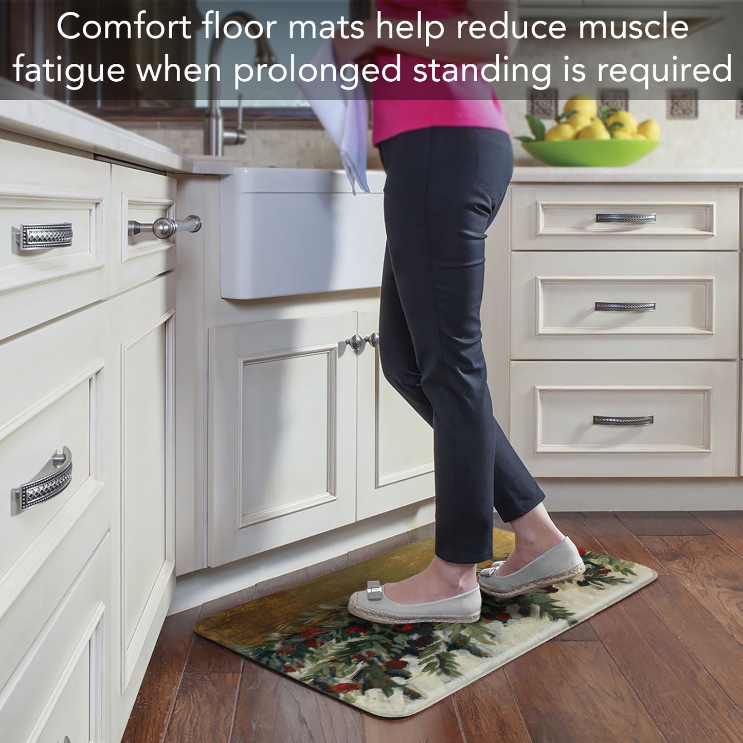 Highland Home Holiday House 30” x 20” Decorative Vinyl Comfort Floor Mat Manufactured in The USA, Waterproof, Easy to Clean