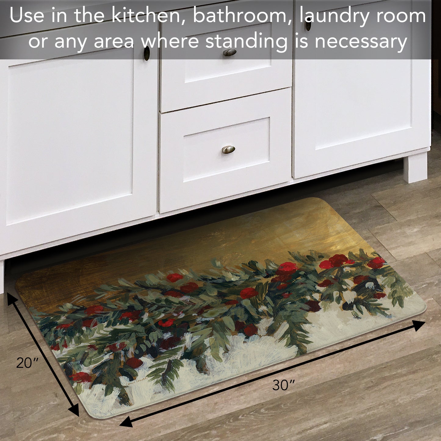 Highland Home Holiday House 30” x 20” Decorative Vinyl Comfort Floor Mat Manufactured in The USA, Waterproof, Easy to Clean