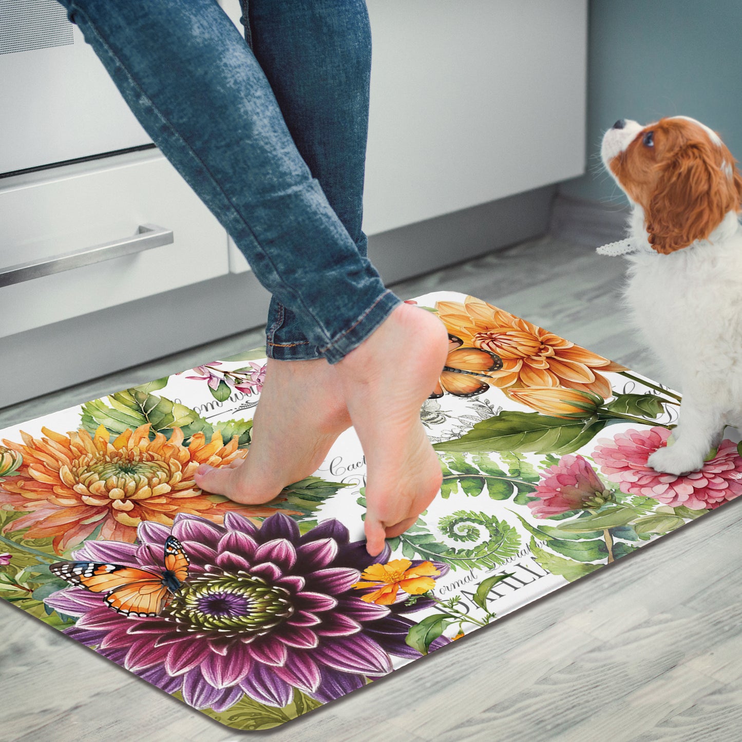 Highland Home Botanica 30” x 20” Decorative Vinyl Comfort Floor Mat Manufactured in The USA, Waterproof, Easy to Clean