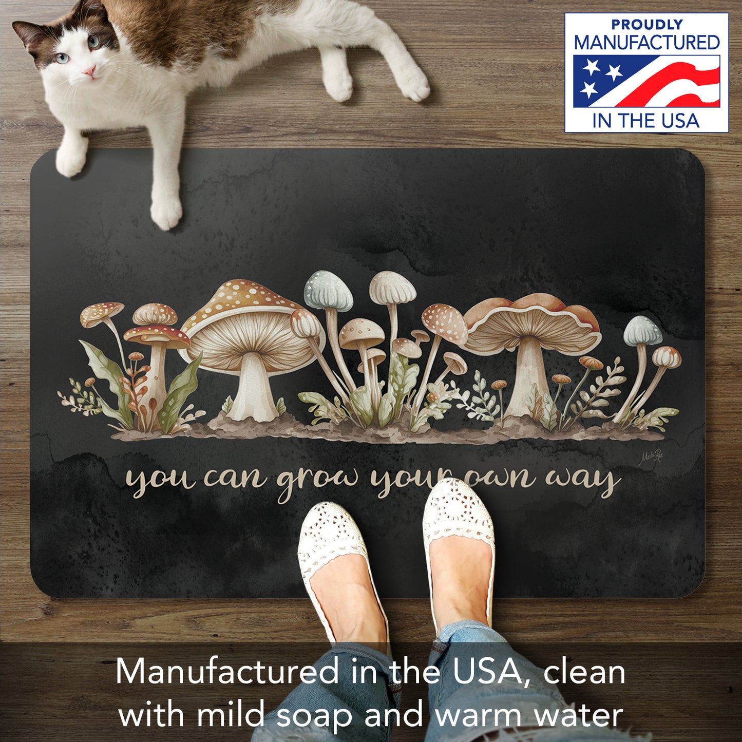 Highland Home Grow Your Own Way 30” x 20” Decorative Vinyl Comfort Floor Mat Manufactured in The USA, Waterproof, Easy to Clean