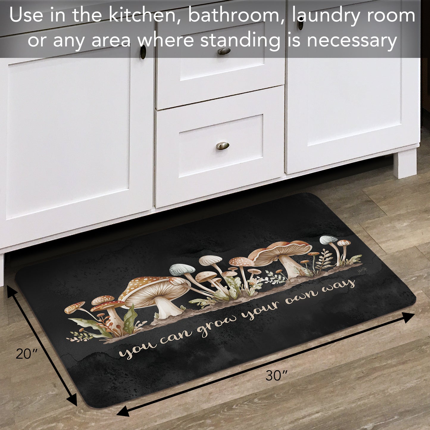 Highland Home Grow Your Own Way 30” x 20” Decorative Vinyl Comfort Floor Mat Manufactured in The USA, Waterproof, Easy to Clean
