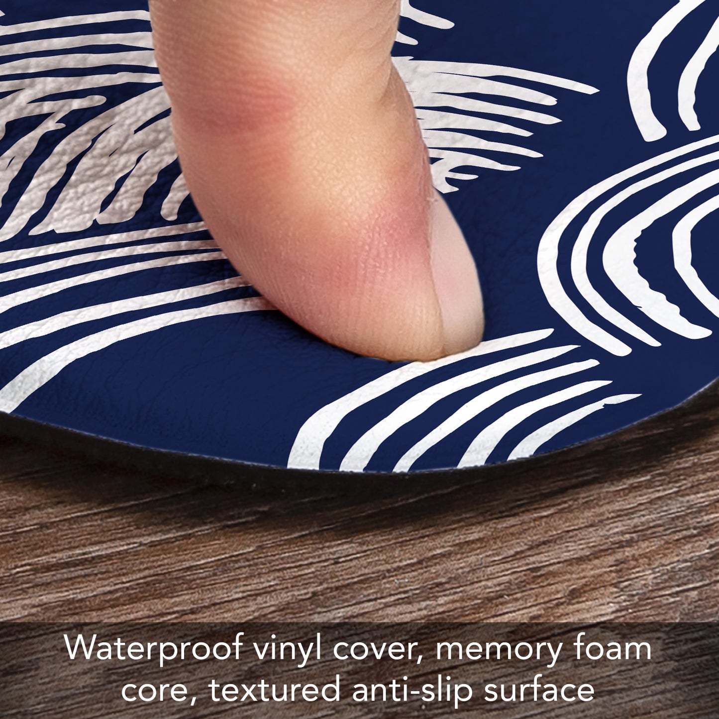 Highland Home Indigo Waves 30” x 20” Decorative Vinyl Comfort Floor Mat Manufactured in The USA, Waterproof, Easy to Clean