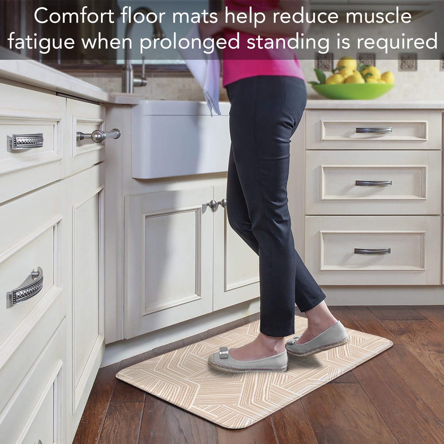 Highland Home Endless Mocha 30” x 20” Decorative Vinyl Comfort Floor Mat Manufactured in The USA, Waterproof, Easy to Clean