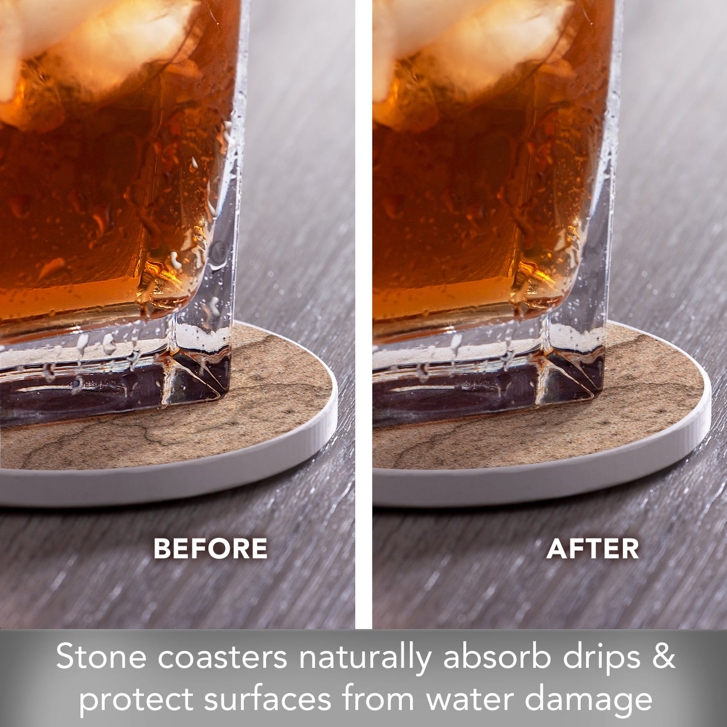 Thirstystone Sandstone Design Round Absorbent Stone Coasters 4" Round