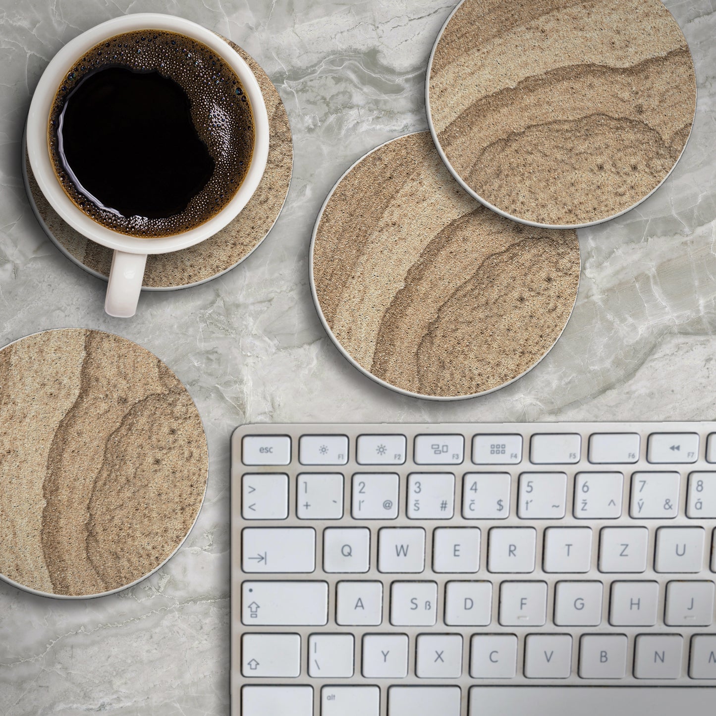 Thirstystone Sandstone Design Round Absorbent Stone Coasters 4" Round