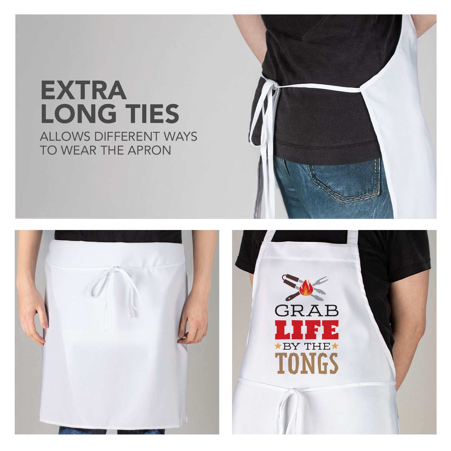 Counterart Grab Life Chef Apron with 2-Pack Black Cutting Board Mats BPA & PVC Free Flexible Plastic