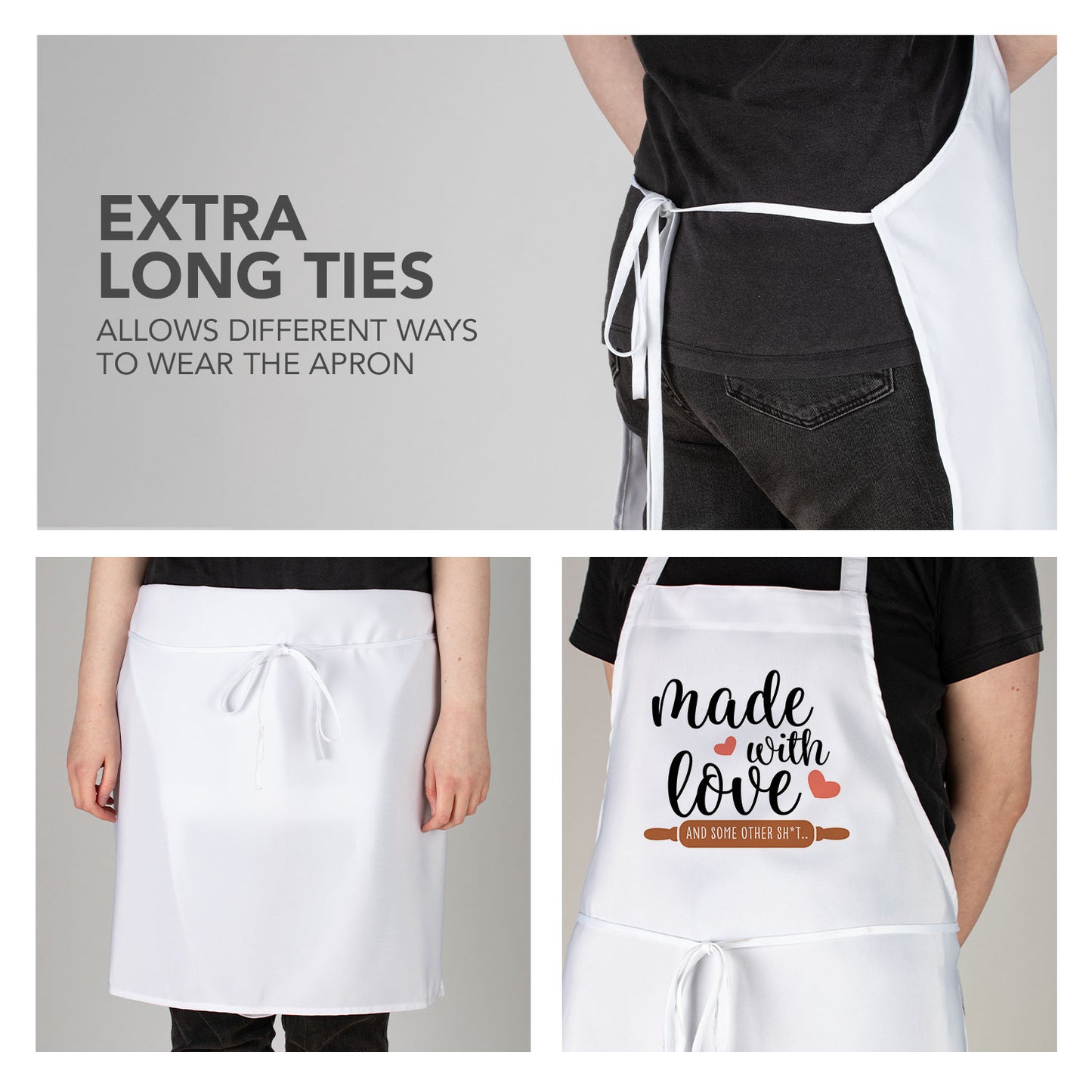 Counterart Made With Love Chef Apron & 24" x 18" Pastry Mat BPA & PVC Free Plastic with Grid Markings for Tarts, Pies, & Pizzas