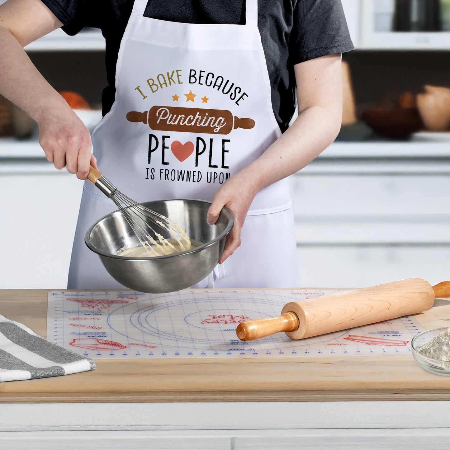 Counterart Punching Is Frowned Upon Chef Apron Great for Baking, Grilling, and Everyday Cooking Printed with Cute Funny Quotes