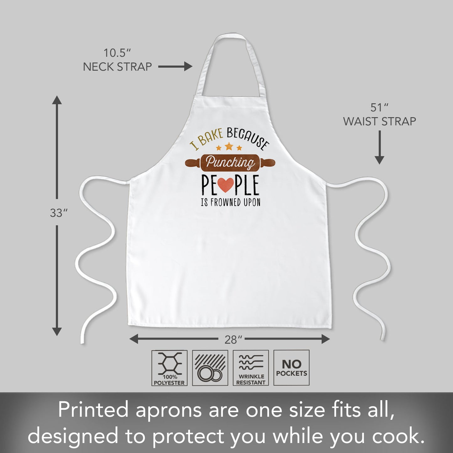 Counterart Punching Is Frowned Upon Chef Apron Great for Baking, Grilling, and Everyday Cooking Printed with Cute Funny Quotes