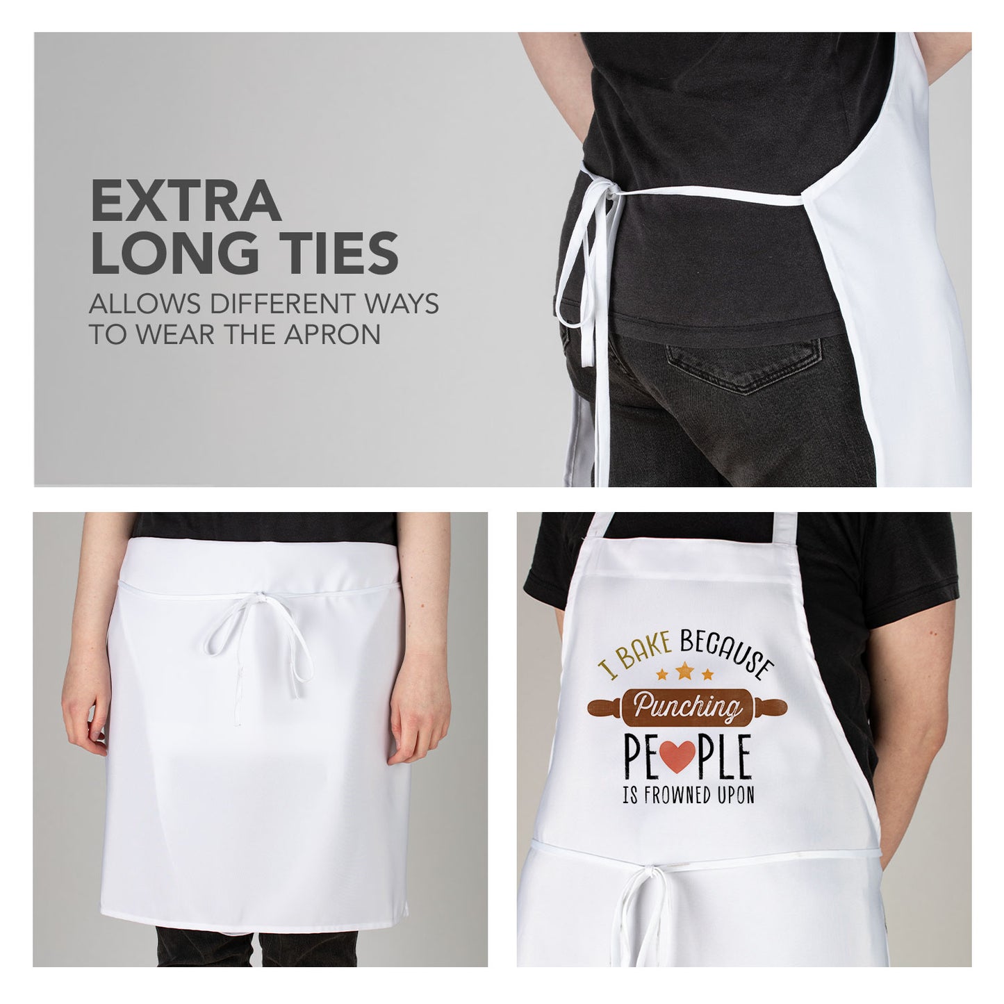 Counterart Punching Is Frowned Upon Chef Apron Great for Baking, Grilling, and Everyday Cooking Printed with Cute Funny Quotes