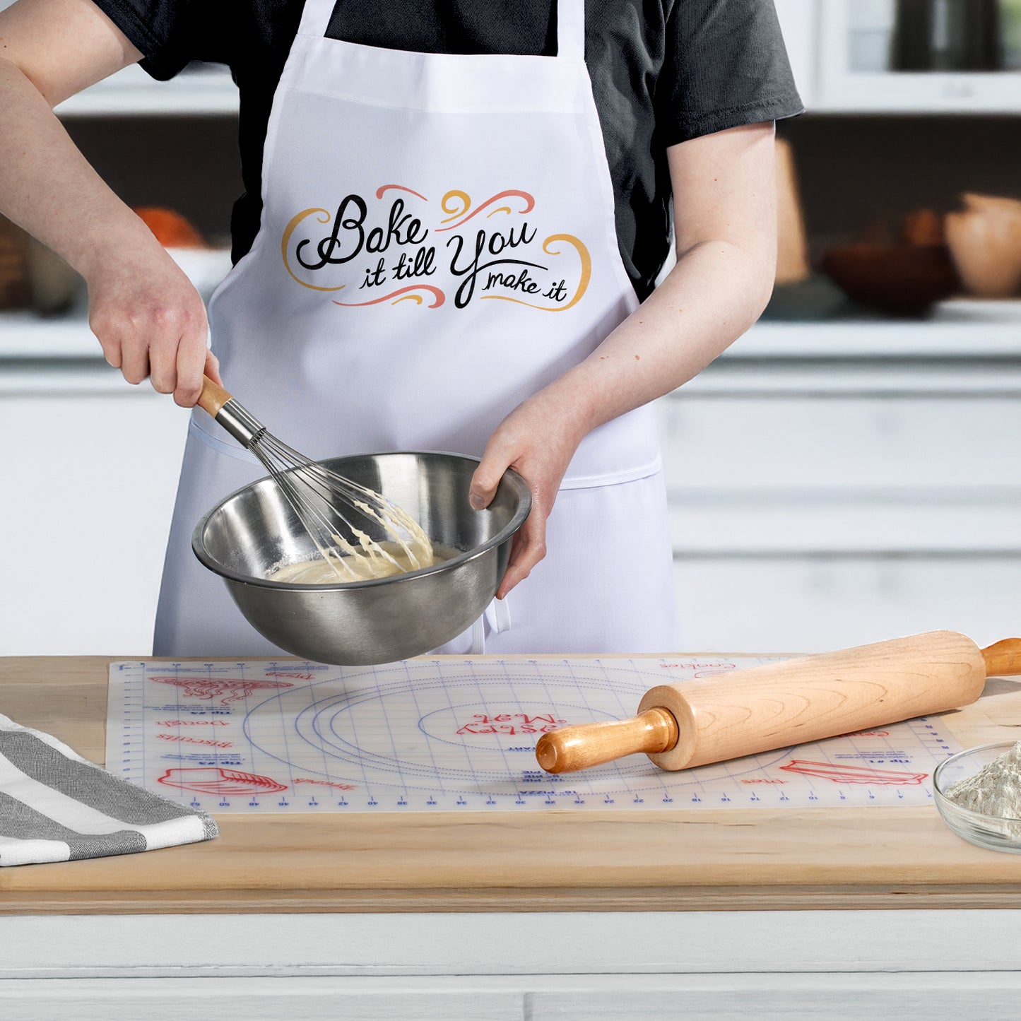 Counterart Bake It Till You Make It Chef Apron Great for Baking, Grilling, and Everyday Cooking Printed with Cute Funny Quotes
