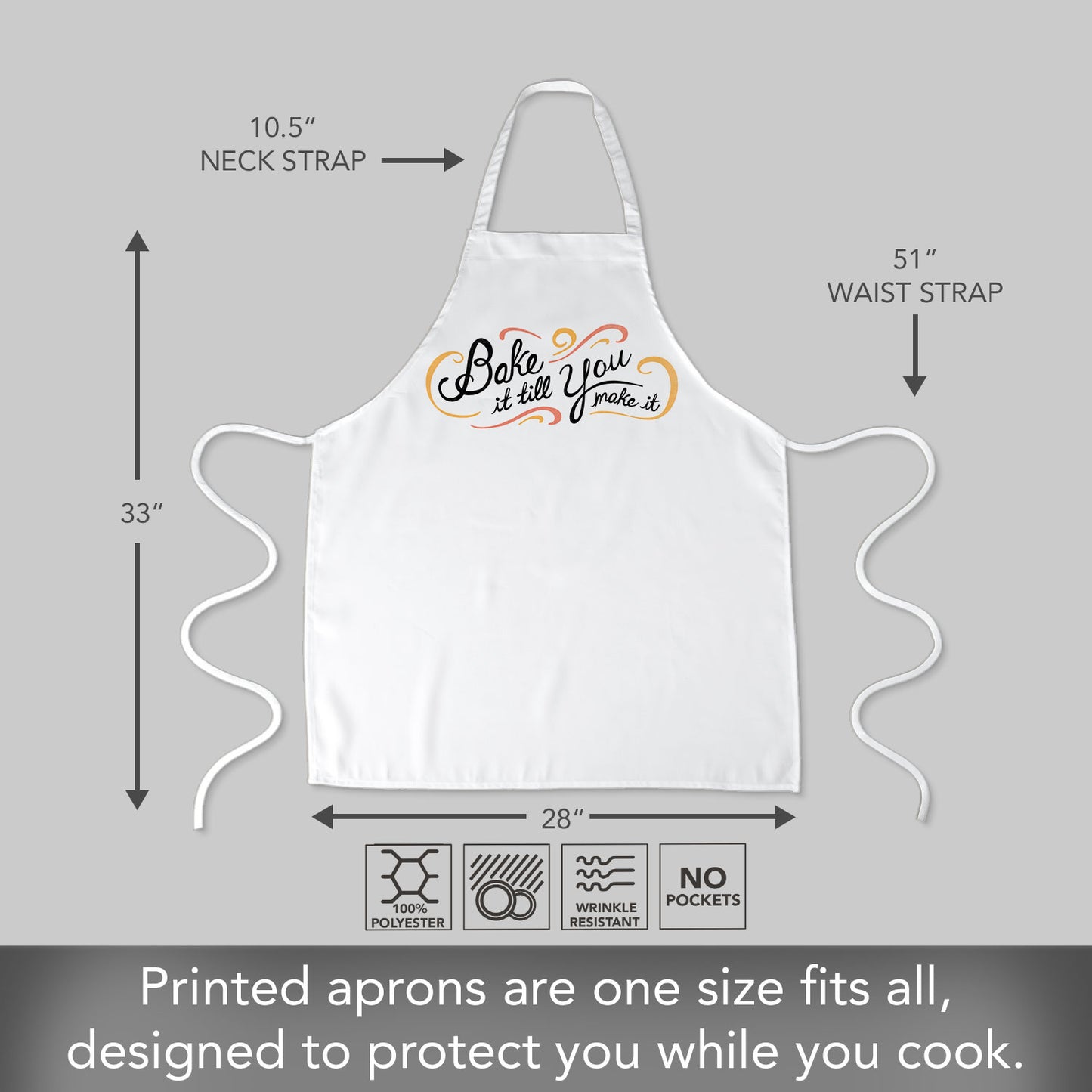 Counterart Bake It Till You Make It Chef Apron Great for Baking, Grilling, and Everyday Cooking Printed with Cute Funny Quotes