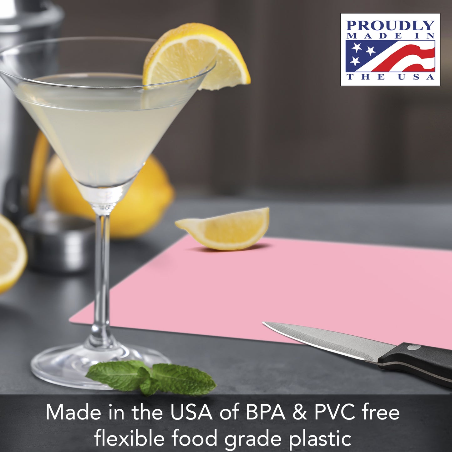 Cut N’ Funnel Cotton Candy 4 Pack Thick Multicolor Plastic Cutting Board Mat Made in the USA BPA & PVC Free Plastic Mat Measures 8” x 6”