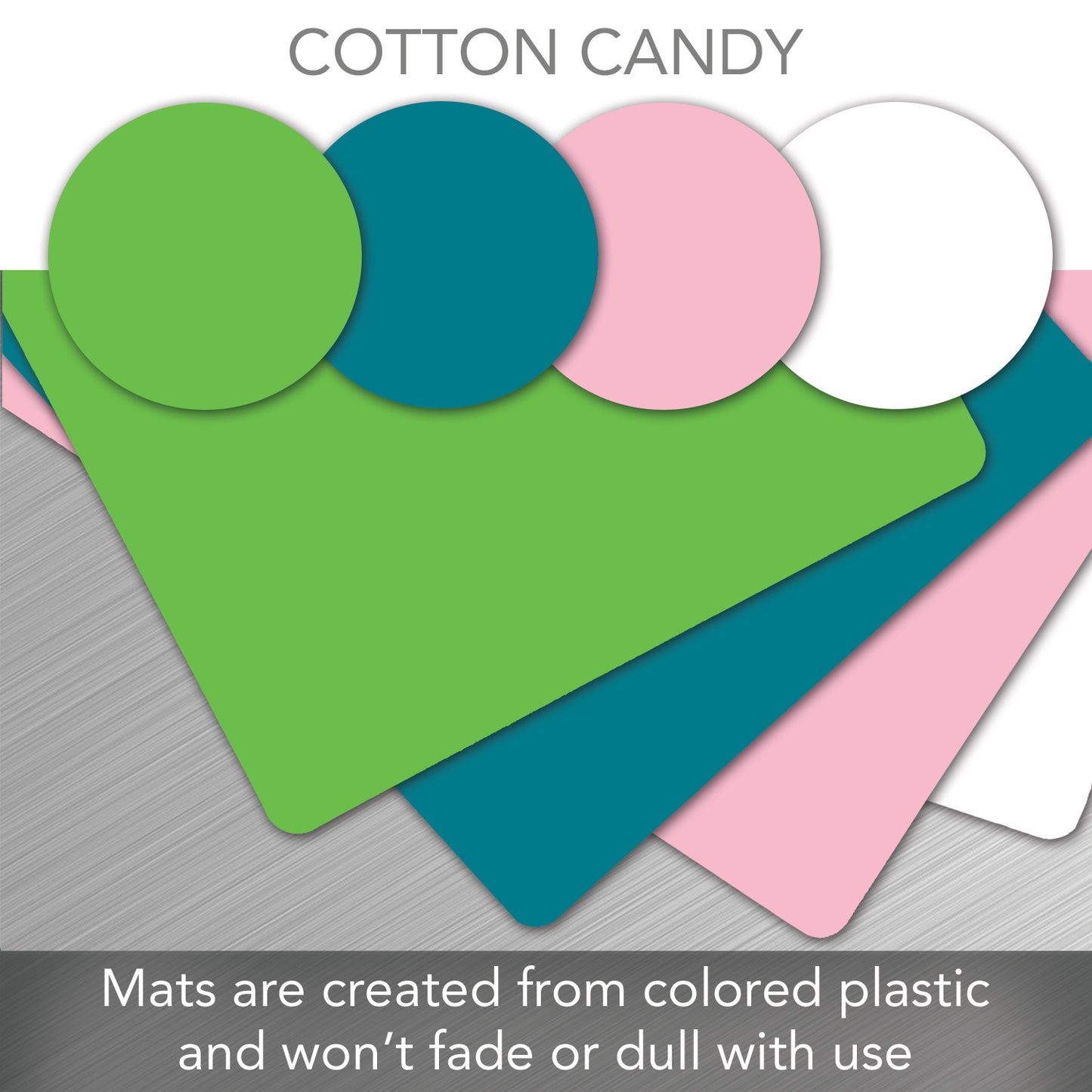 Cut N’ Funnel Cotton Candy 4 Pack Thick Multicolor Plastic Cutting Board Mat Made in the USA BPA & PVC Free Plastic Mat Measures 8” x 6”