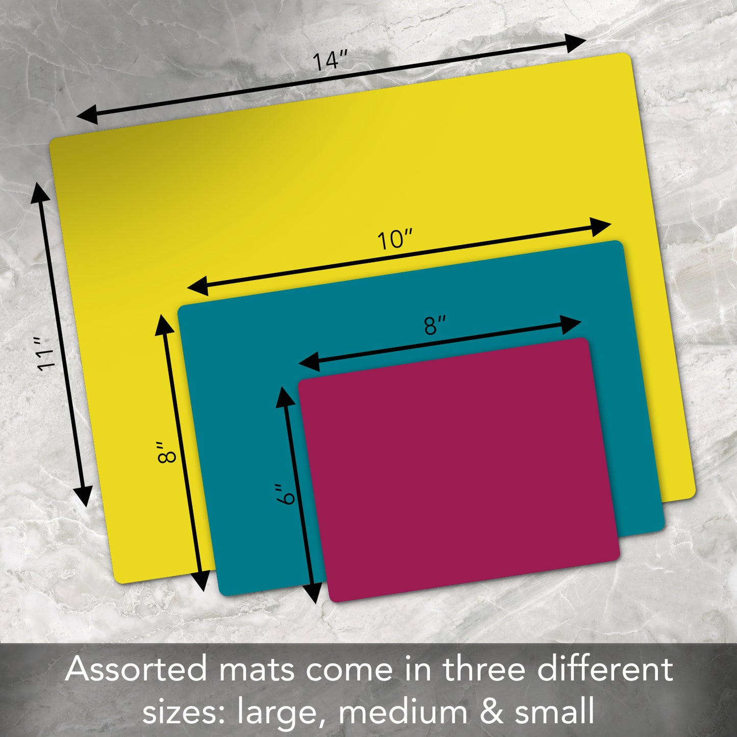 Cut N’ Funnel Cosmo 3 Pack Thick Multi-Color Multi-Size Plastic Cutting Board Mats Made in the USA BPA & PVC Free Plastic