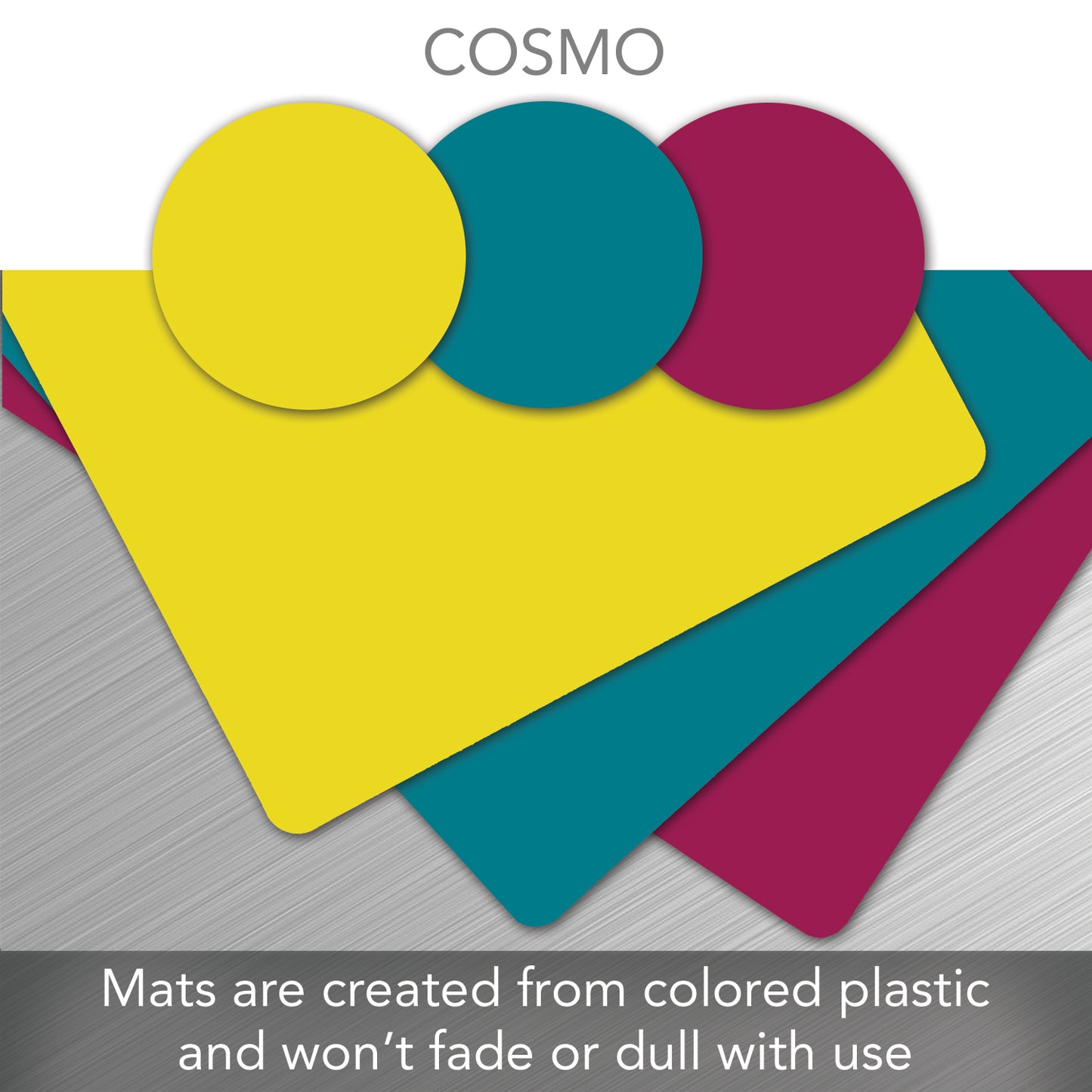 Cut N’ Funnel Cosmo 3 Pack Thick Multi-Color Multi-Size Plastic Cutting Board Mats Made in the USA BPA & PVC Free Plastic