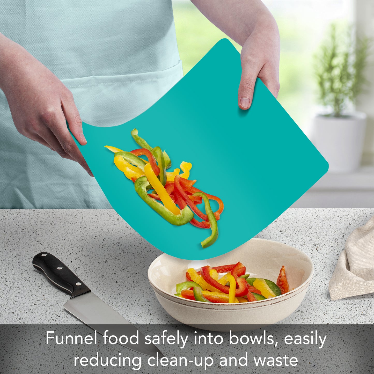 Cut N’ Funnel Blue Caraco 2 Pack Thick Multicolor Plastic Cutting Board Mats Made in the USA BPA & PVC Free Plastic