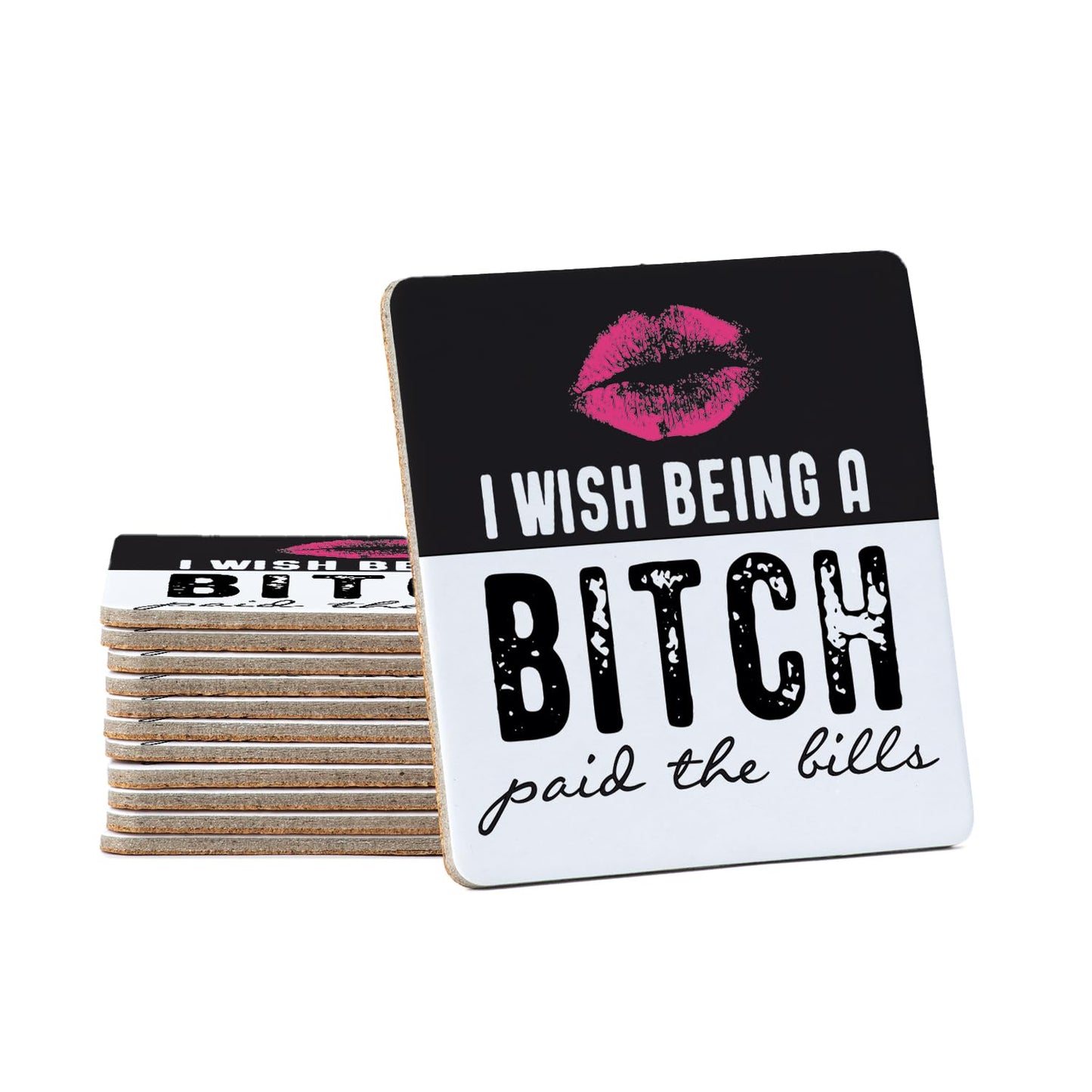 Thirstystone Paid The Bills 12-Pack Cork Back Paper Bar Coasters Made in The USA Humourous Quotes Attractive Designs