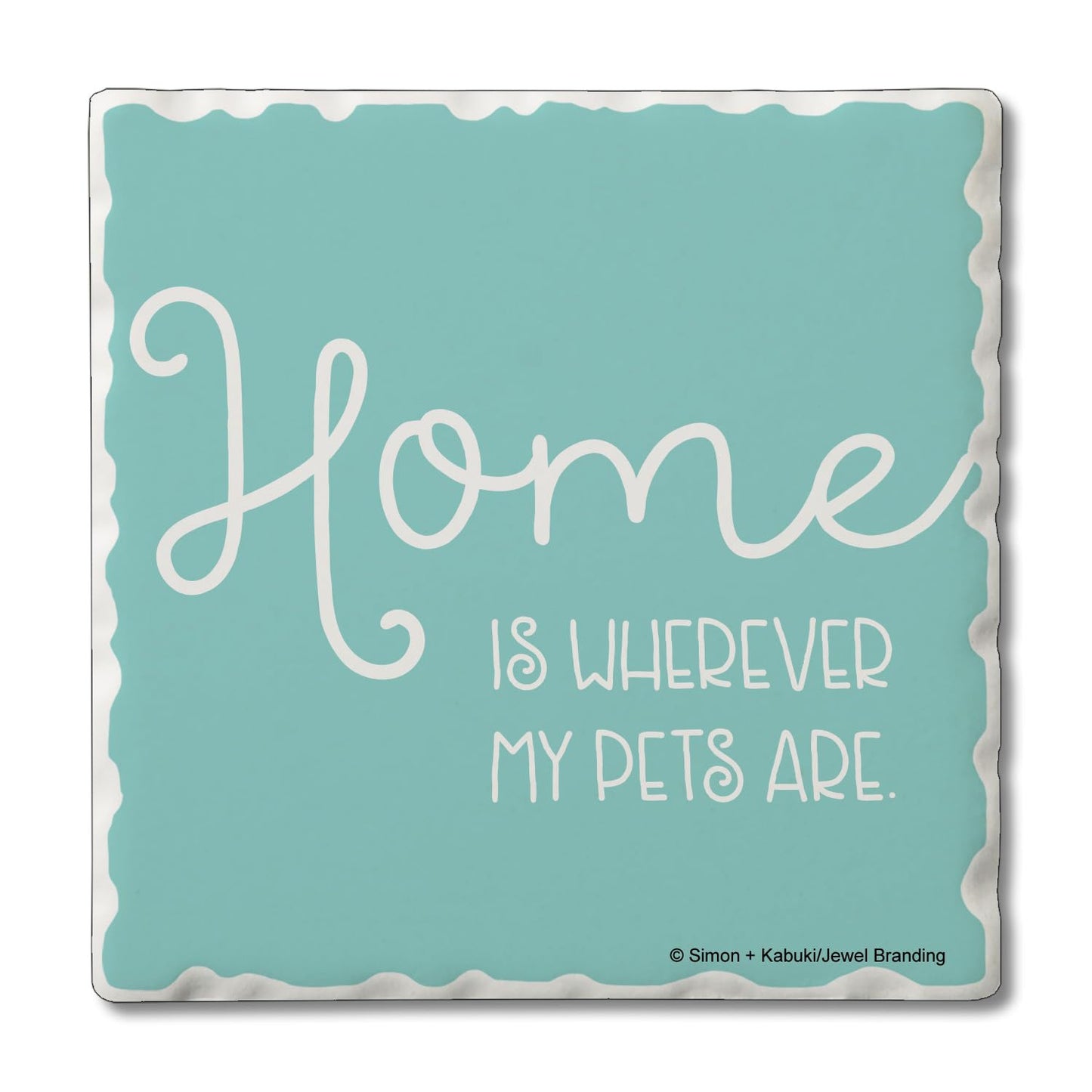 Thirstystone My Pets Single Tumbled Tile Stone Coaster with Protective Cork Backing Manufactured in The USA 4" Square, Artistic, Easily Wipes Clean