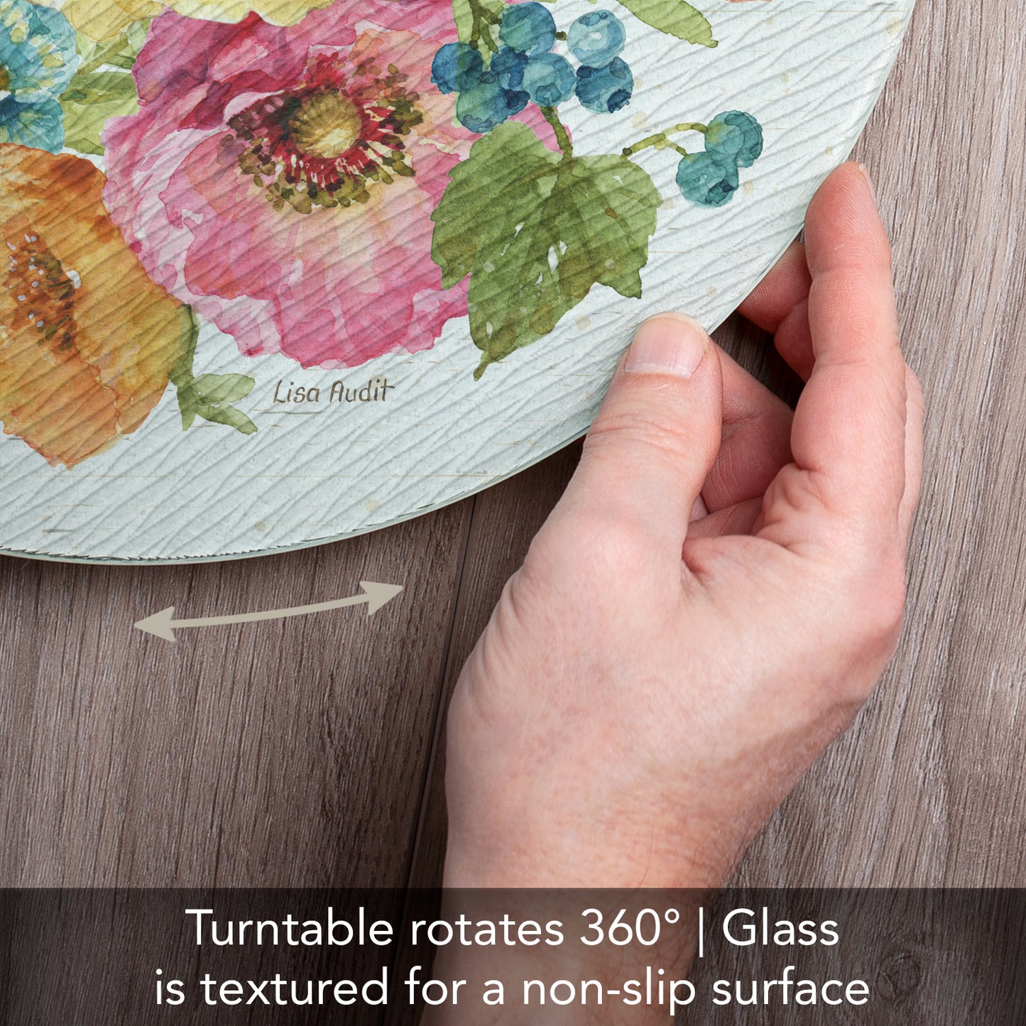 CounterArt Country Fresh 4mm Tempered Glass Lazy Susan Turntable 13" Diameter