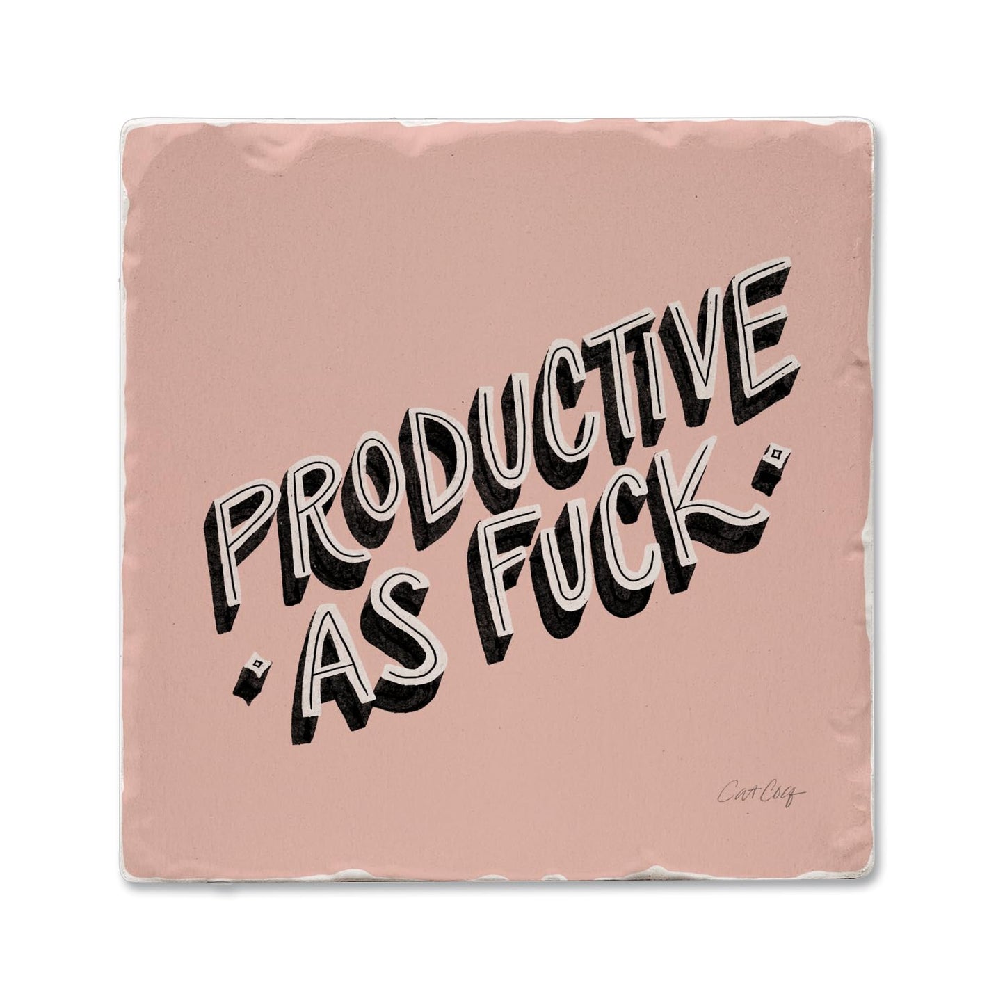 Thirstystone Productive Single Tumbled Tile Stone Coaster with Protective Cork Backing Manufactured in The USA 4" Square, Colorful, Artistiic, Easily Wipes Clean