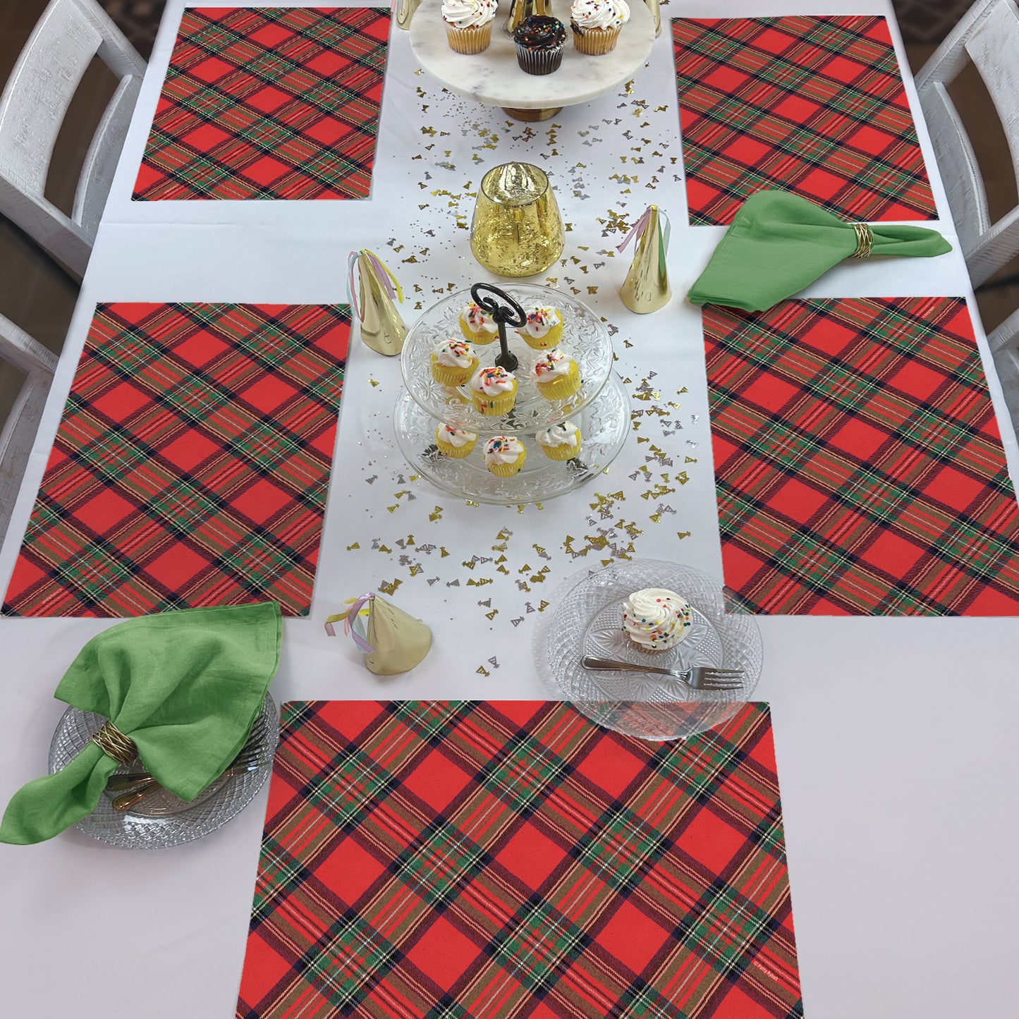 CounterArt Christmas Plaid 24 Premium Paper Placemats in Resealable Poly-Bag Made in The USA